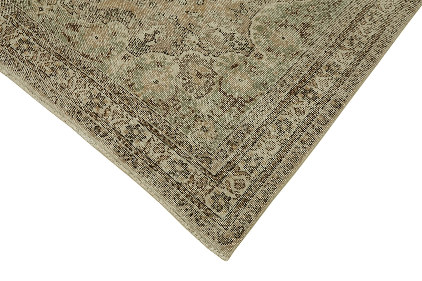 7x10 Beige Turkish Vintage Area Rug - 46119