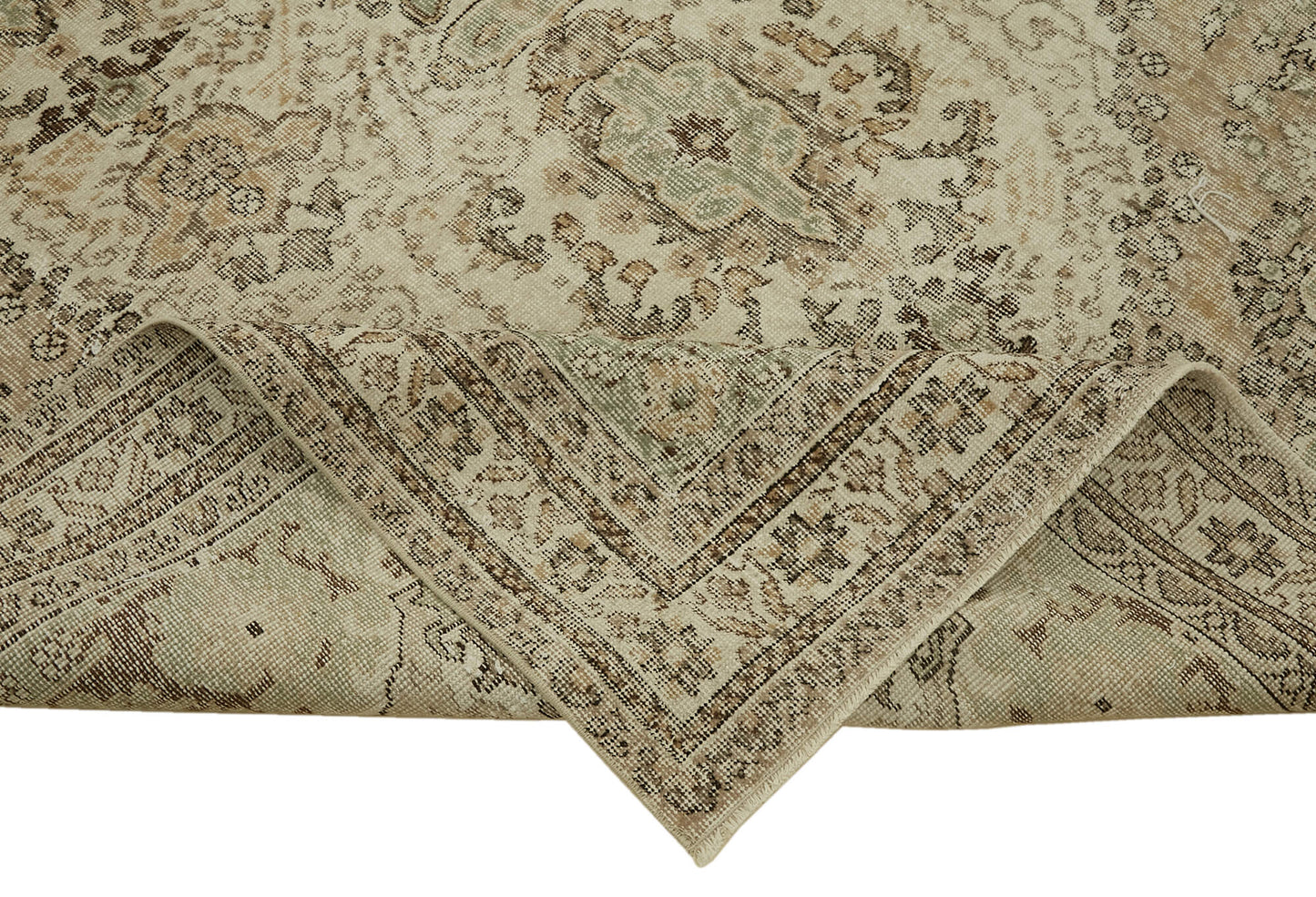 7x10 Beige Turkish Vintage Area Rug - 46119