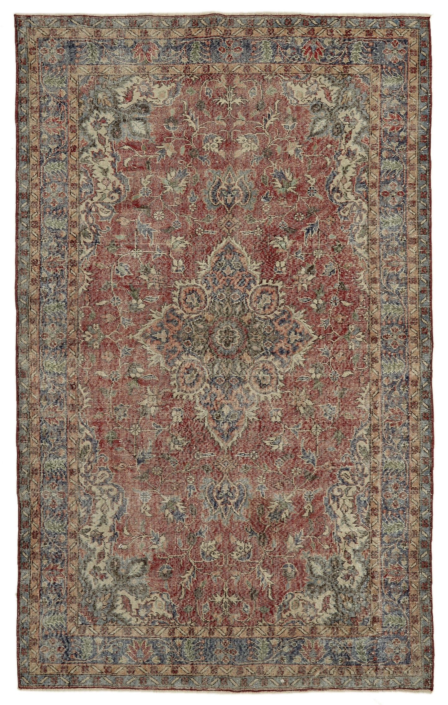 6x10 Beige Turkish Vintage Area Rug - 46121
