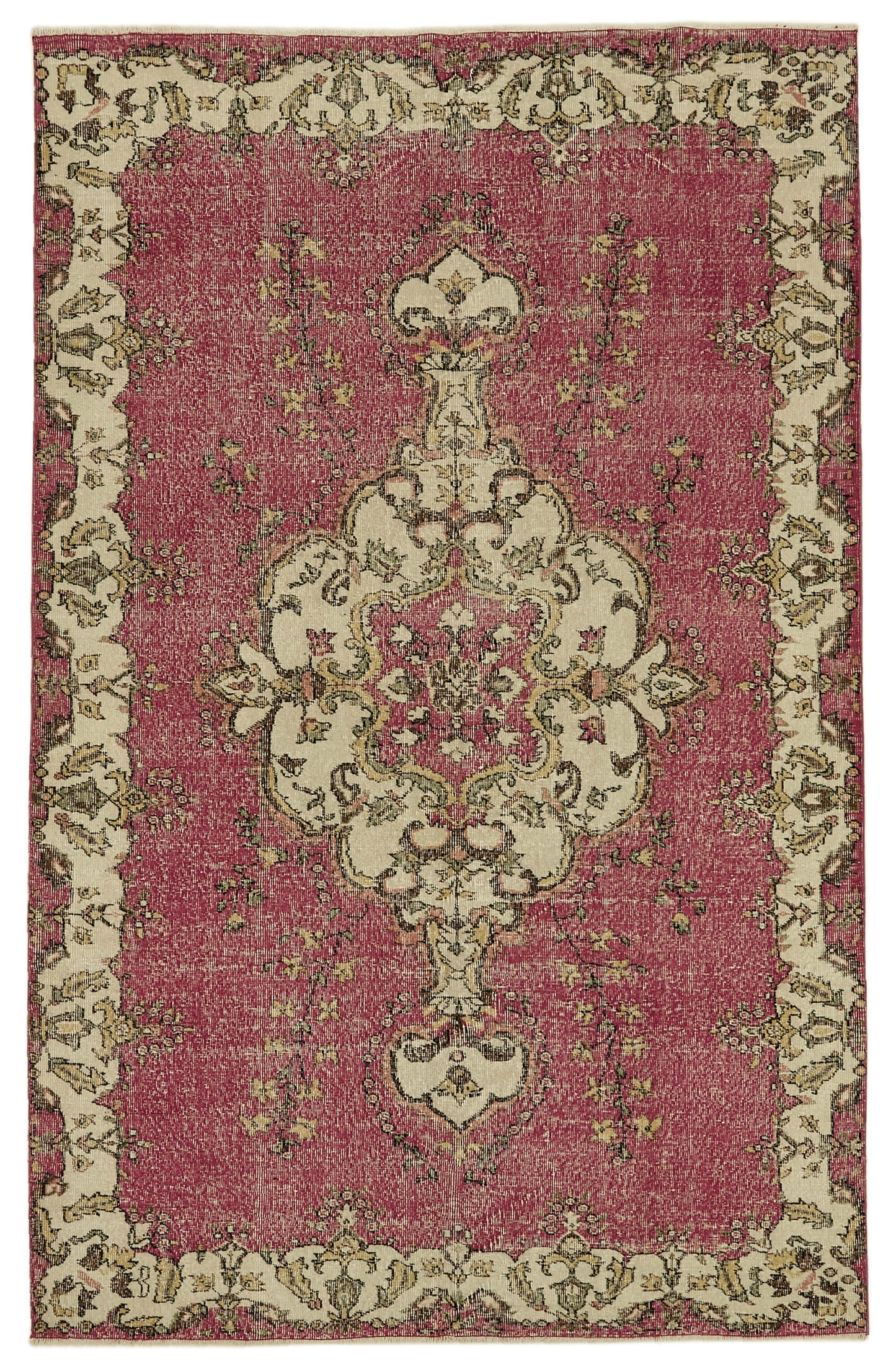 6x10 Beige Turkish Vintage Area Rug - 46123