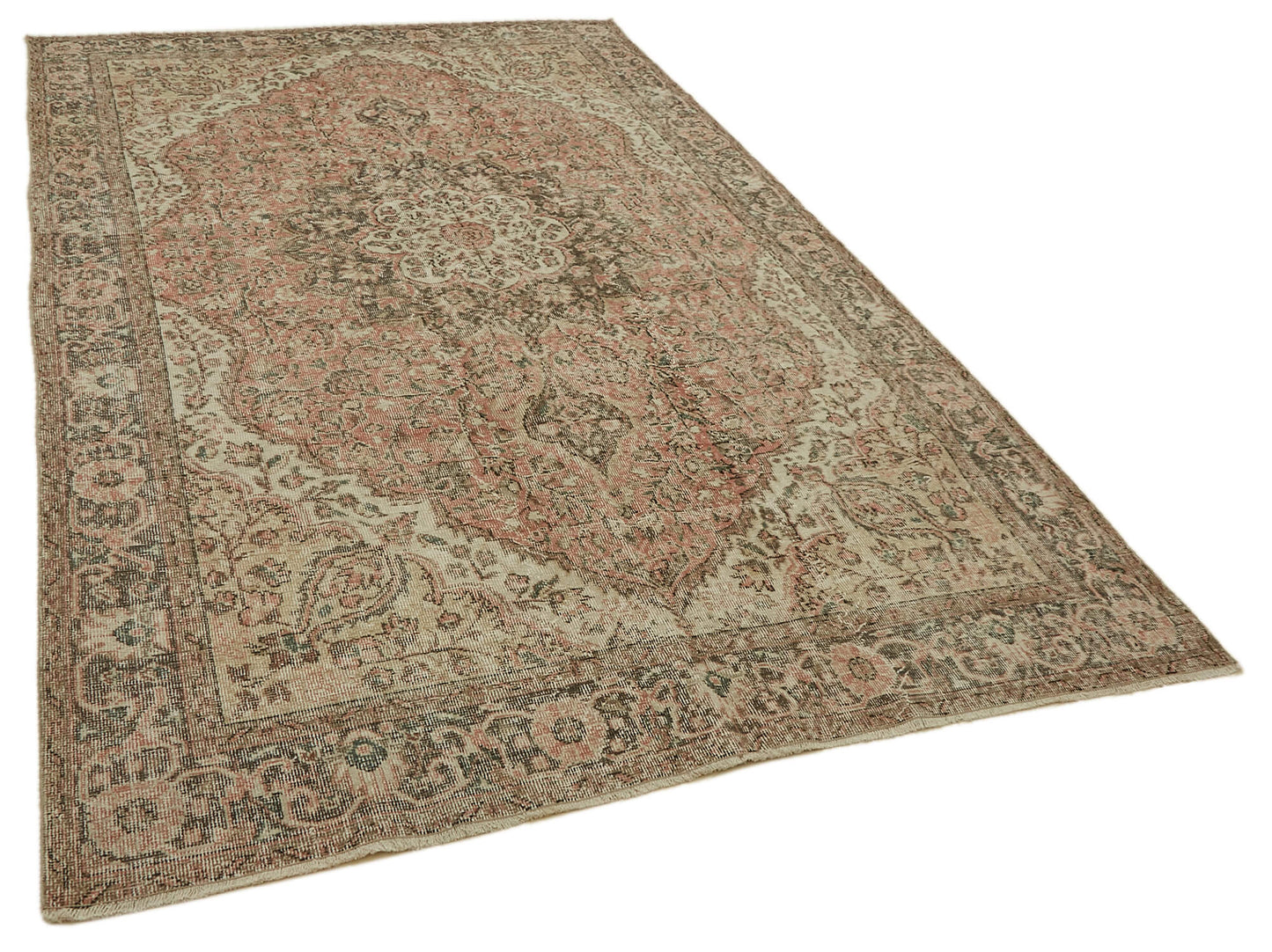 7x10 Beige Turkish Vintage Area Rug - 46124