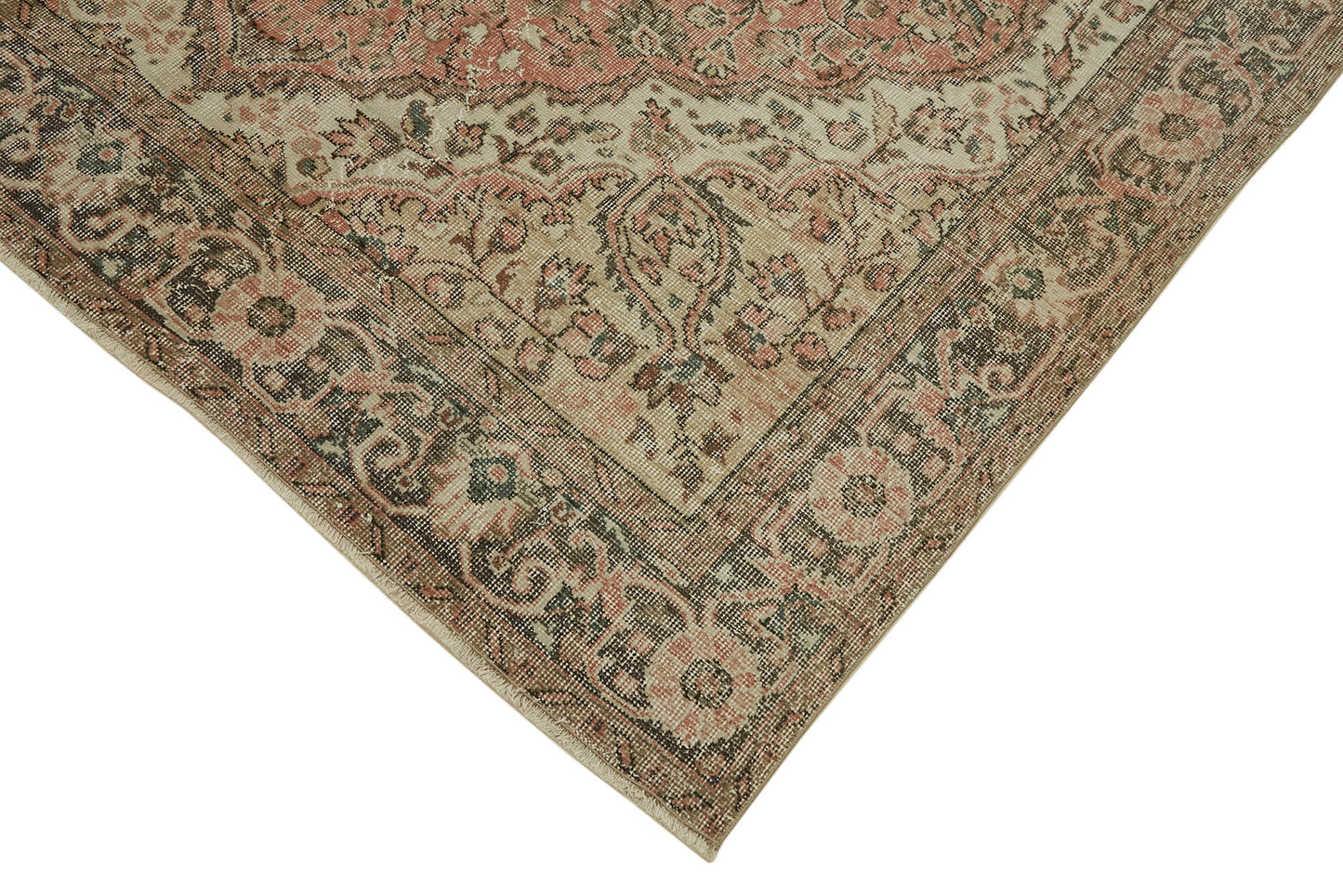 7x10 Beige Turkish Vintage Area Rug - 46124