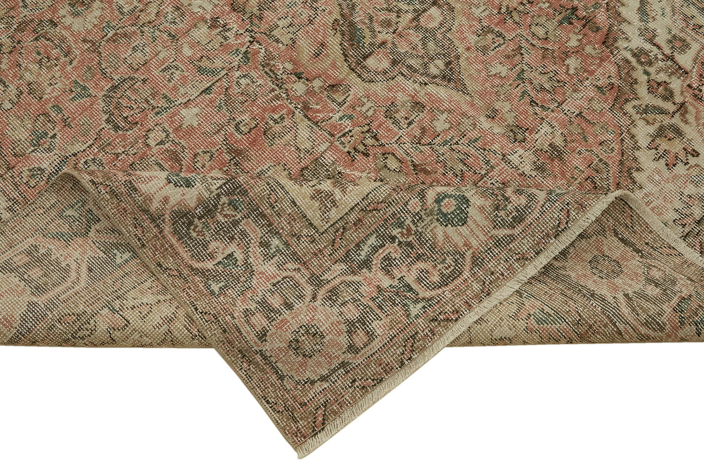 7x10 Beige Turkish Vintage Area Rug - 46124