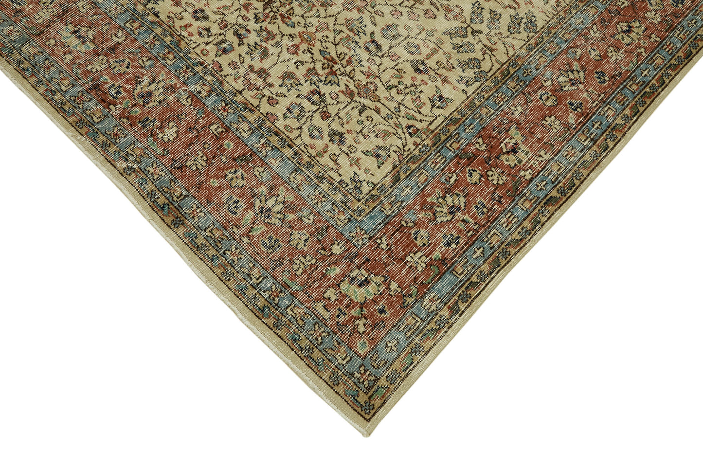 7x10 Beige Turkish Vintage Area Rug - 46125