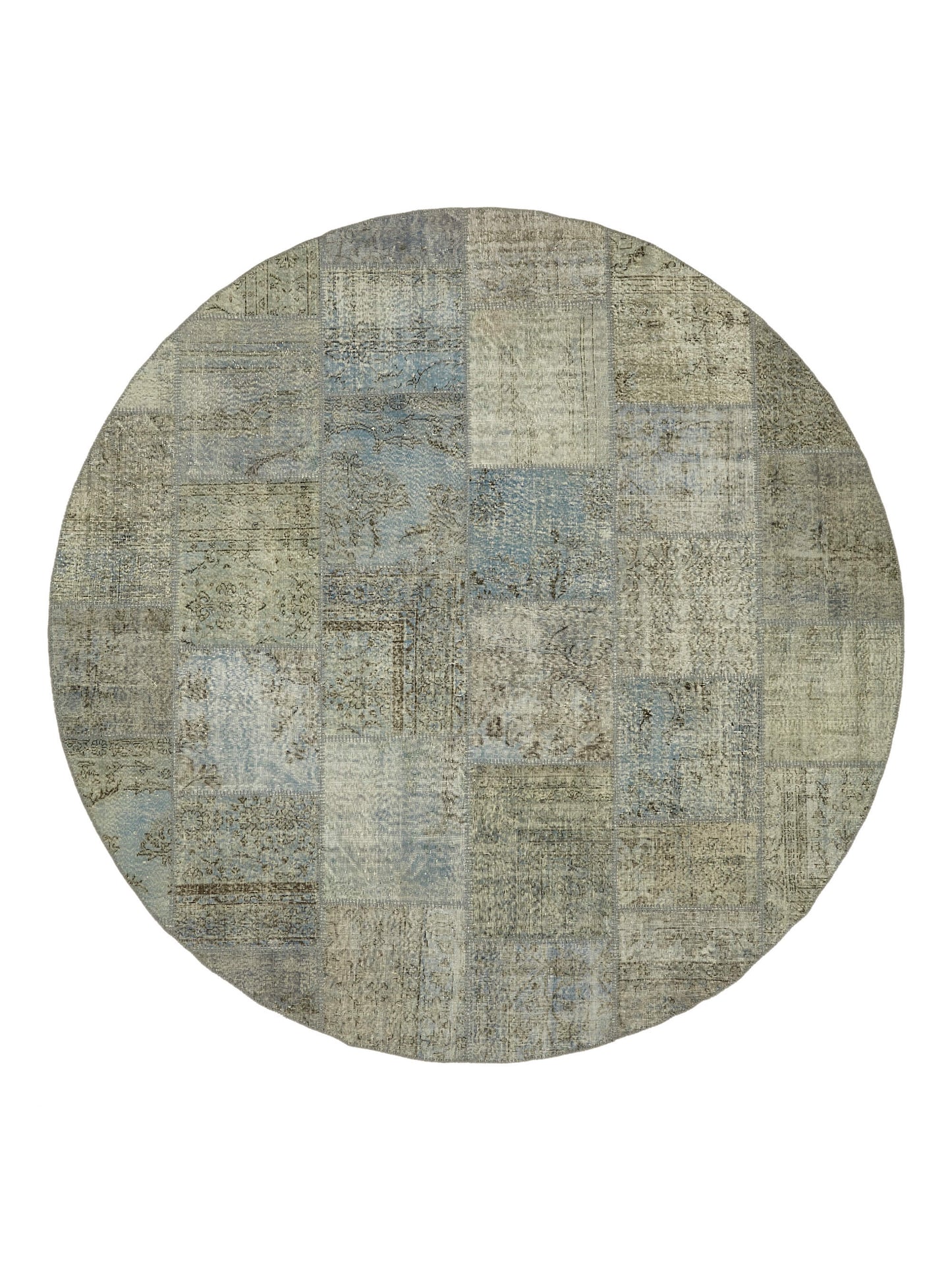 10x10 Blue Round Patchwork Rug - 46131