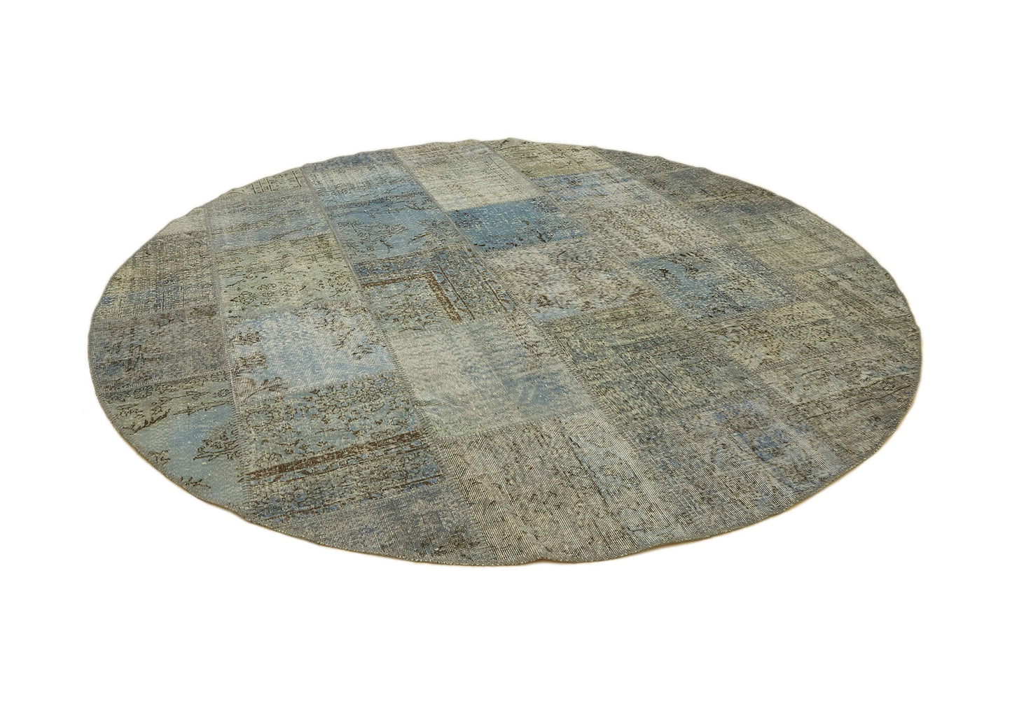 10x10 Blue Round Patchwork Rug - 46131
