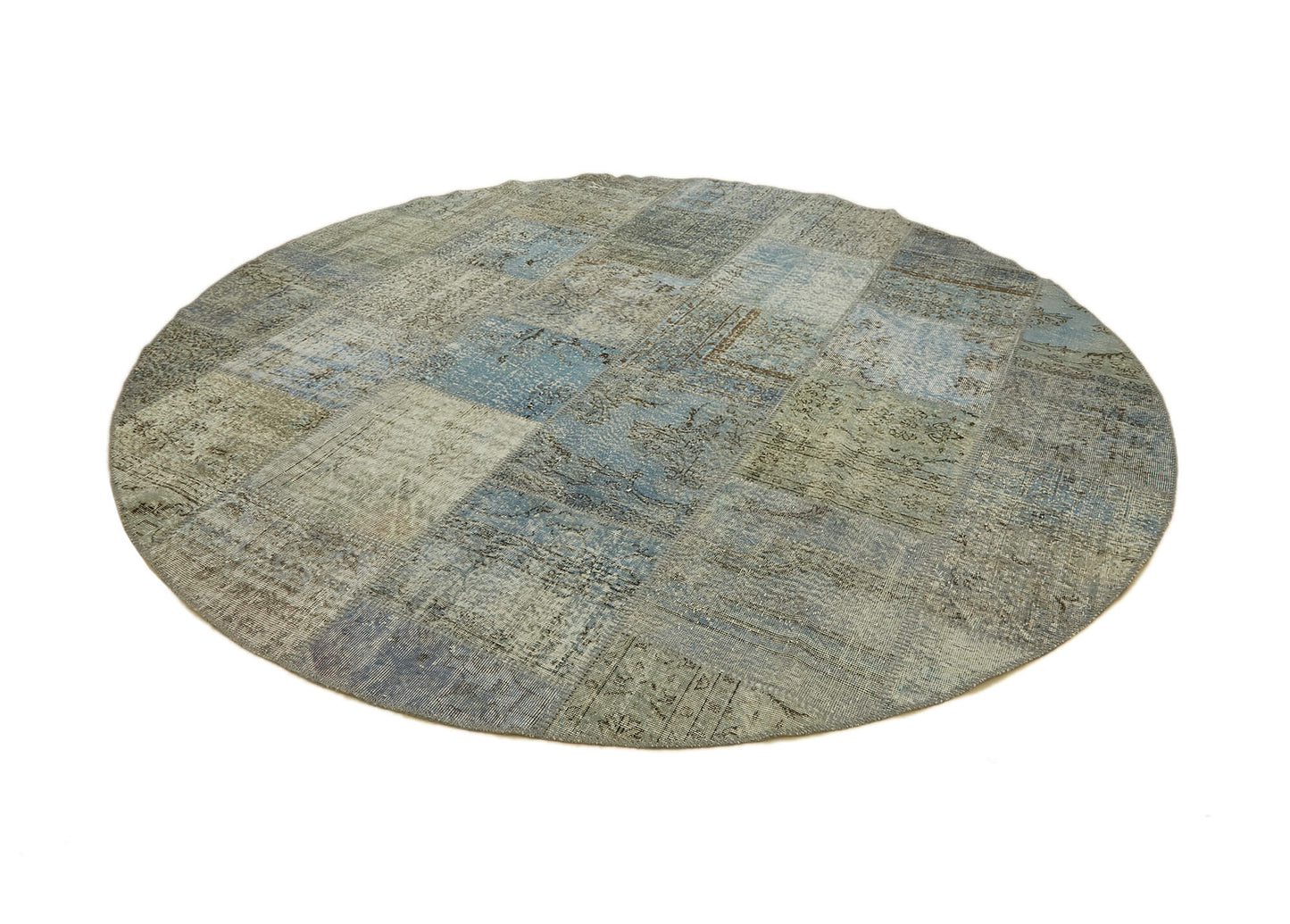 10x10 Blue Round Patchwork Rug - 46131