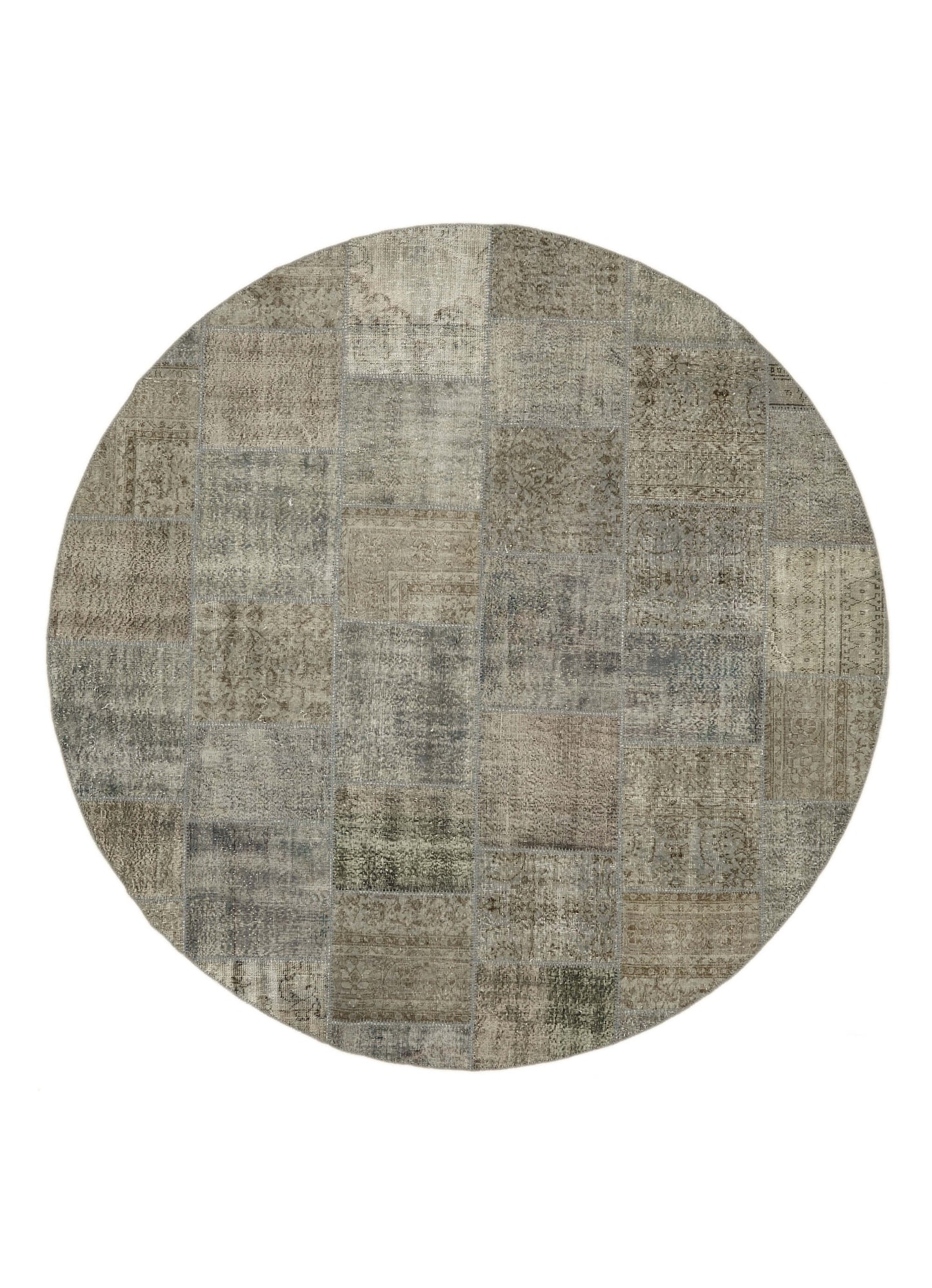 10x10 Grey Round Patchwork Rug - 46134
