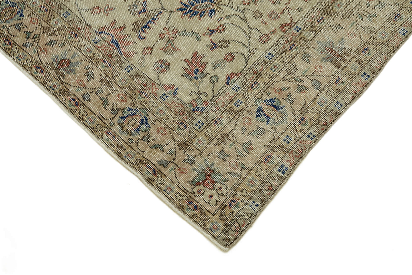 7x11 Beige Turkish Vintage Area Rug - 46317