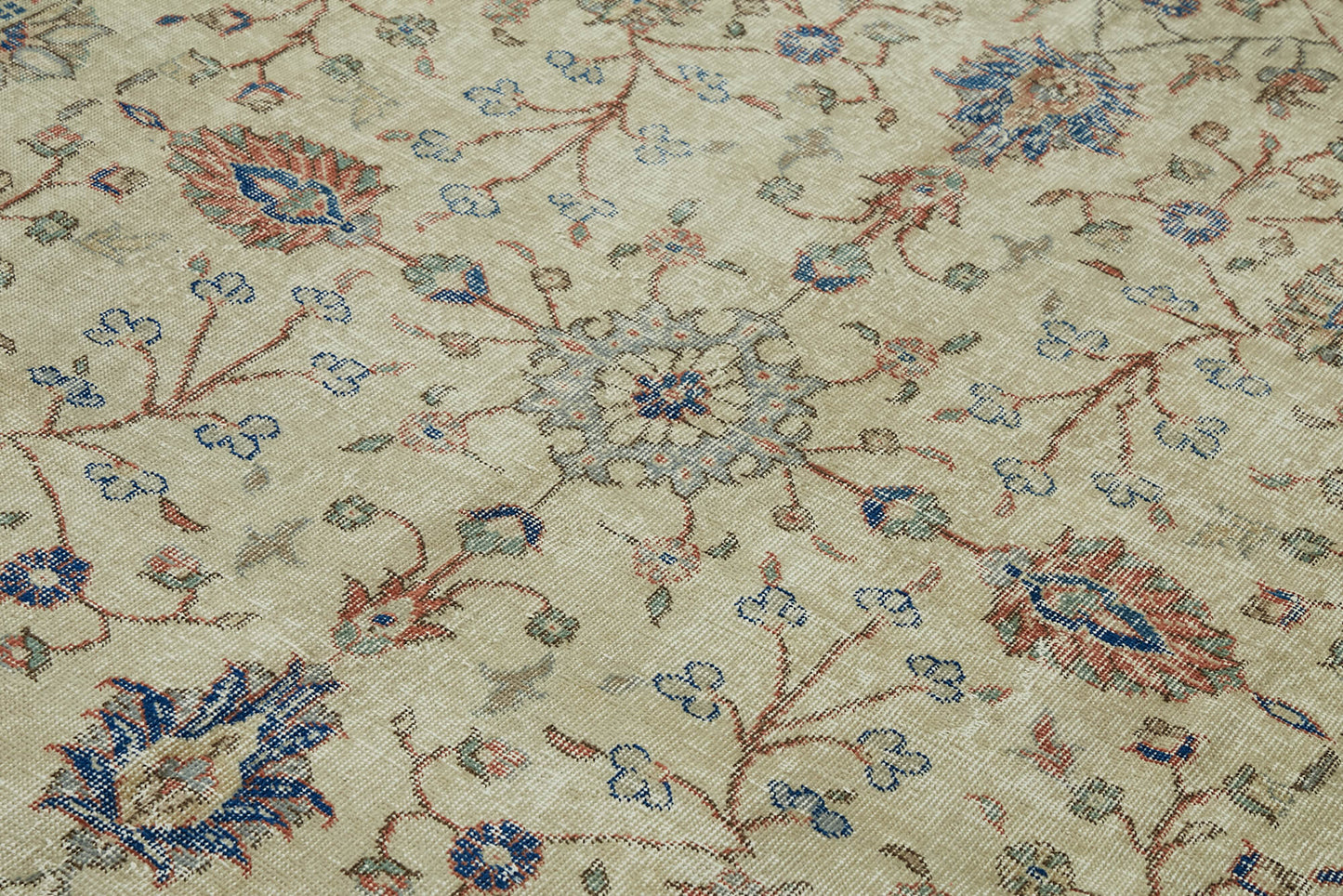 7x11 Beige Turkish Vintage Area Rug - 46317