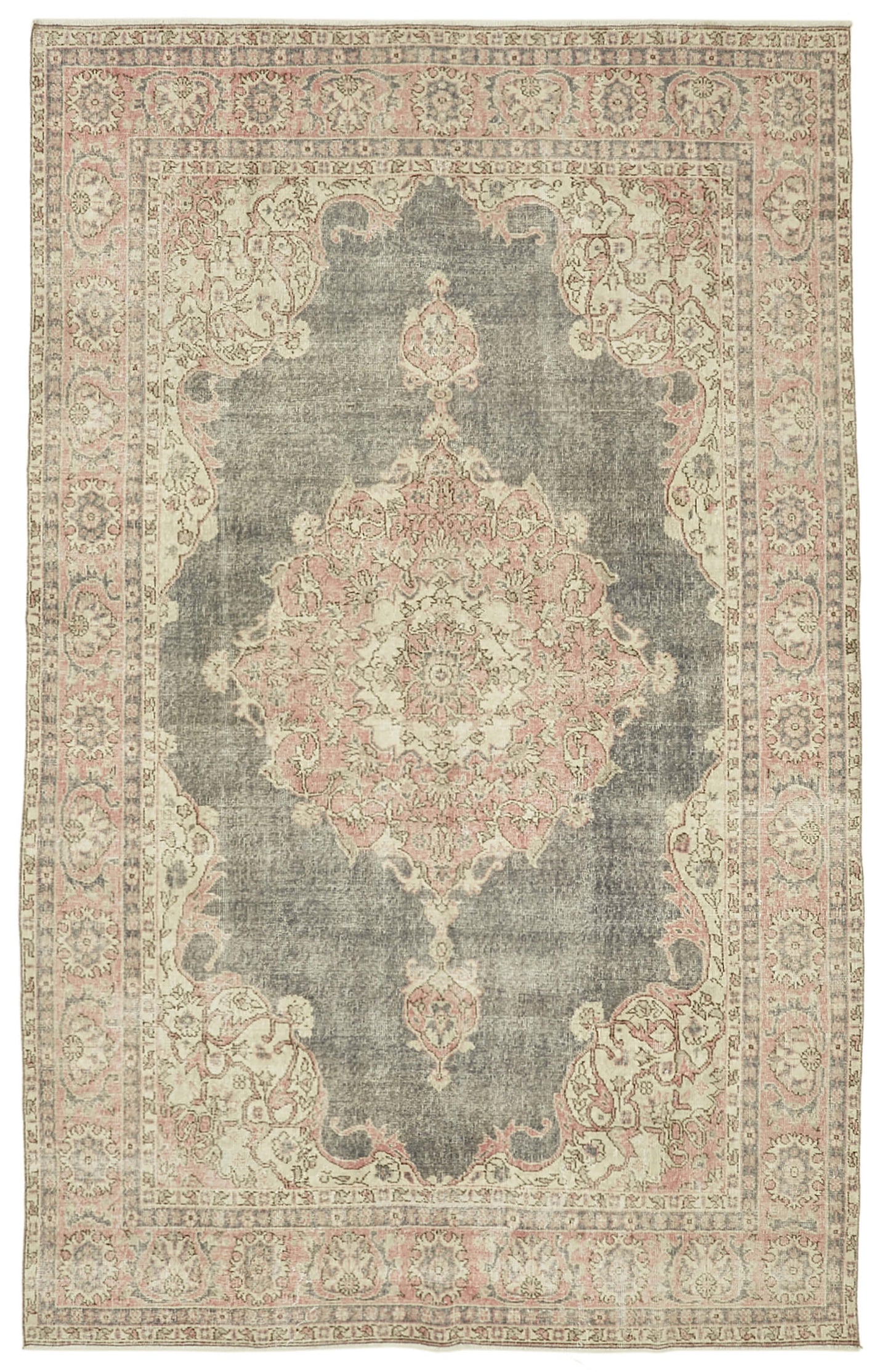 7x11 Beige Turkish Vintage Area Rug - 46321