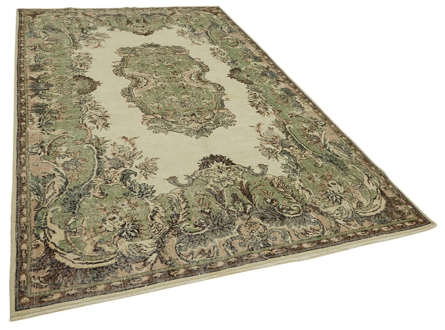 6x10 Beige Turkish Vintage Area Rug - 46329