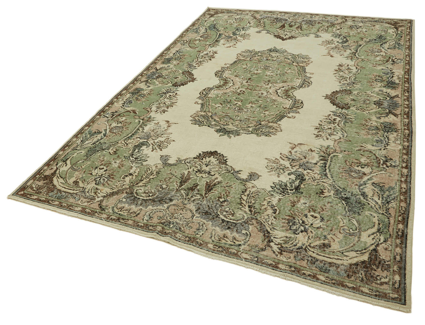 6x10 Beige Turkish Vintage Area Rug - 46329