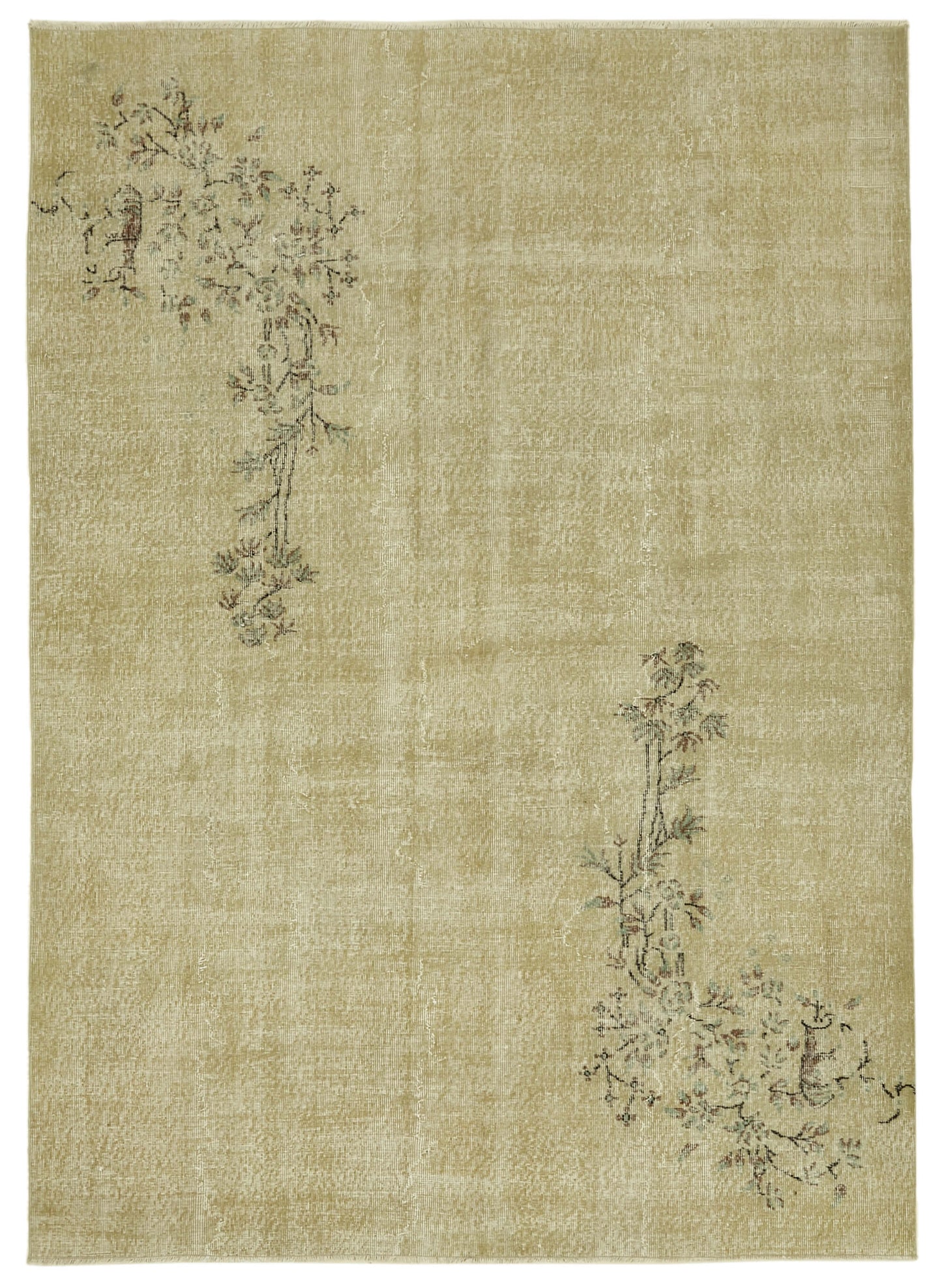 7x10 Beige Turkish Vintage Area Rug - 46331