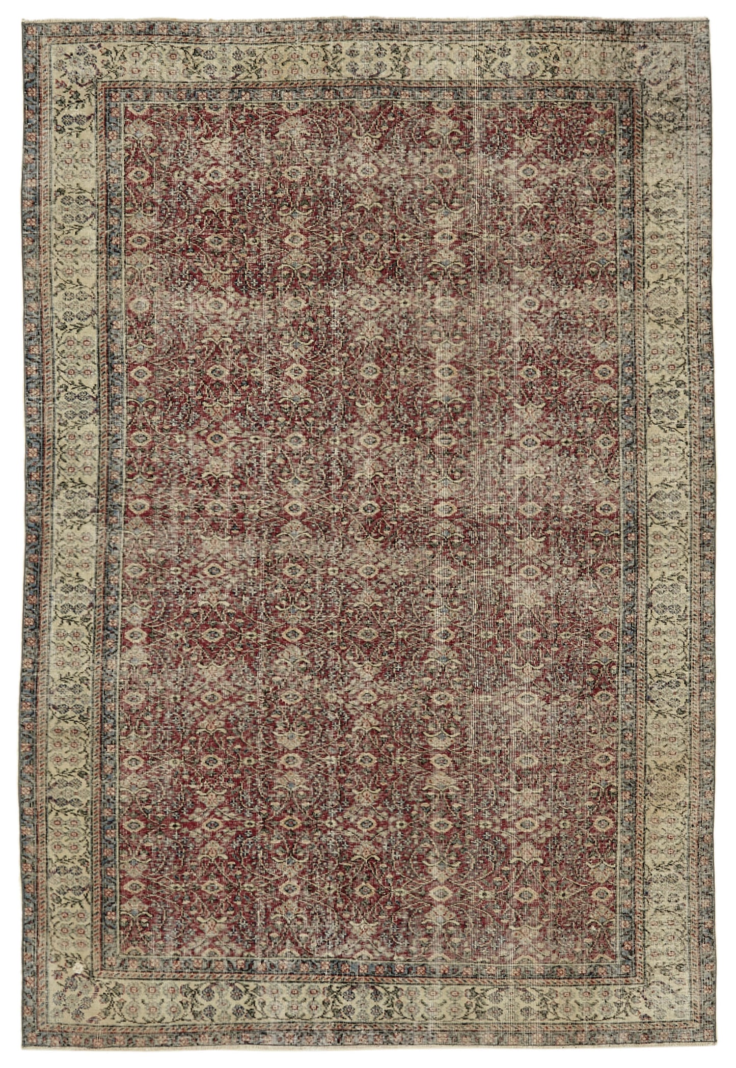 7x10 Beige Turkish Vintage Area Rug - 46332