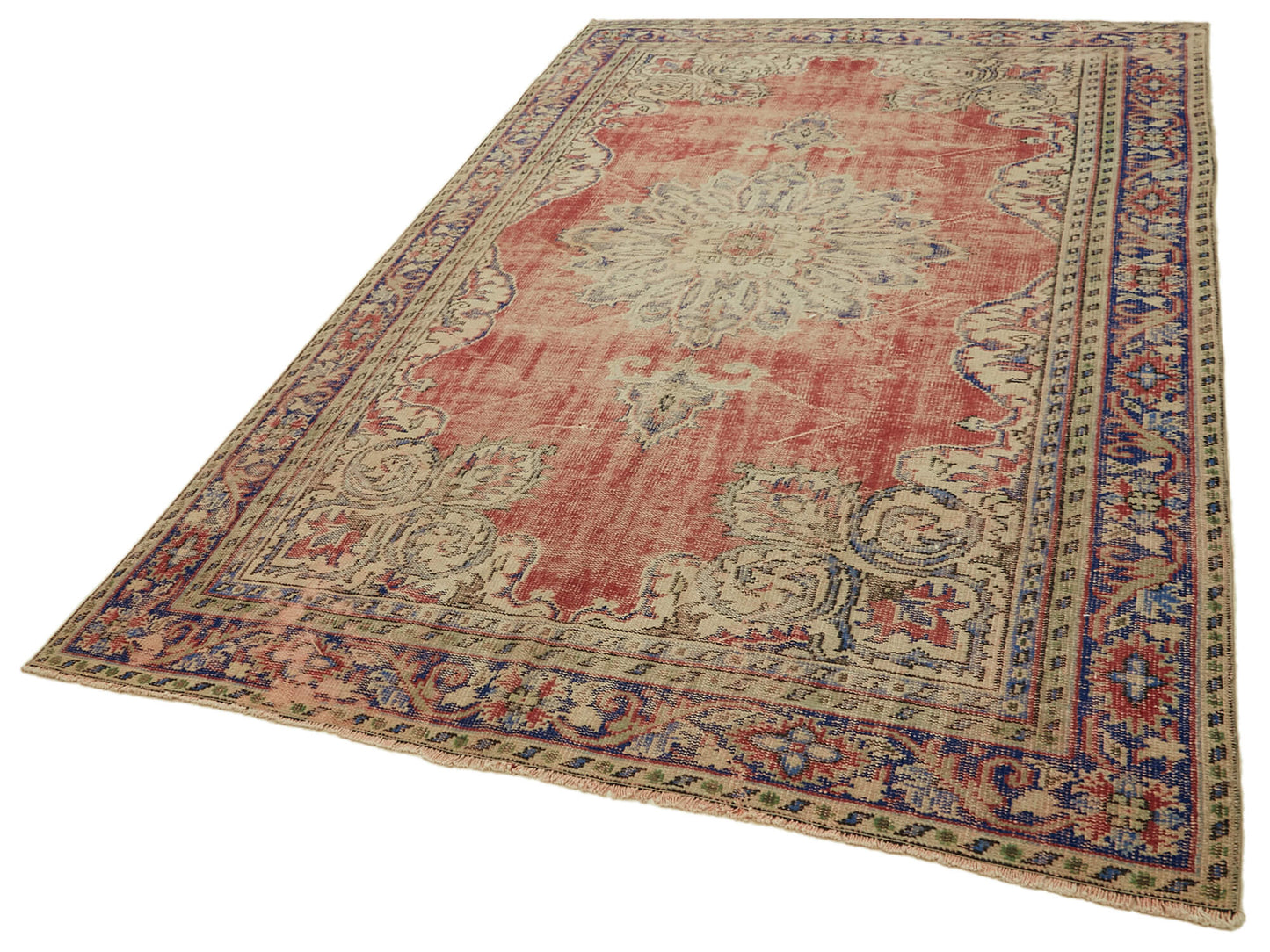 7x10 Beige Turkish Vintage Area Rug - 46333