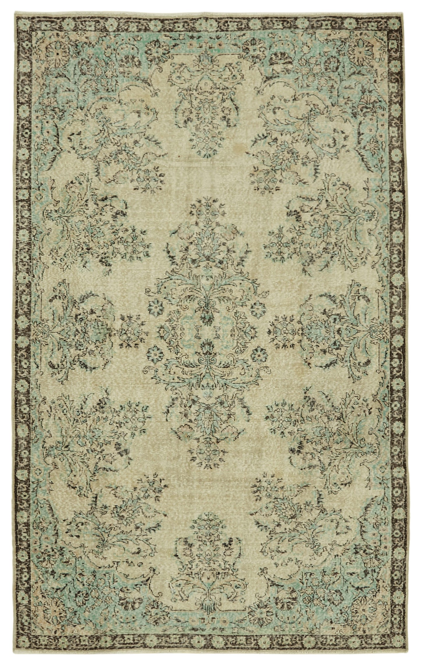 6x10 Beige Turkish Vintage Area Rug - 46336