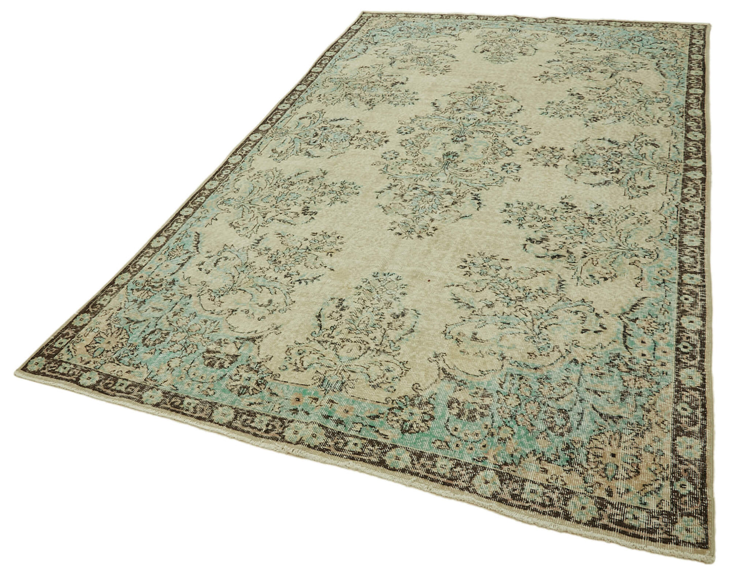 6x10 Beige Turkish Vintage Area Rug - 46336