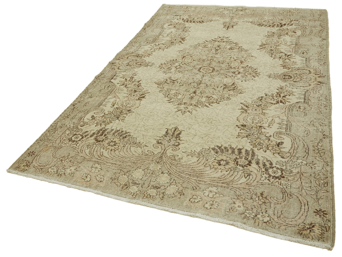 7x10 Beige Turkish Vintage Area Rug - 46340