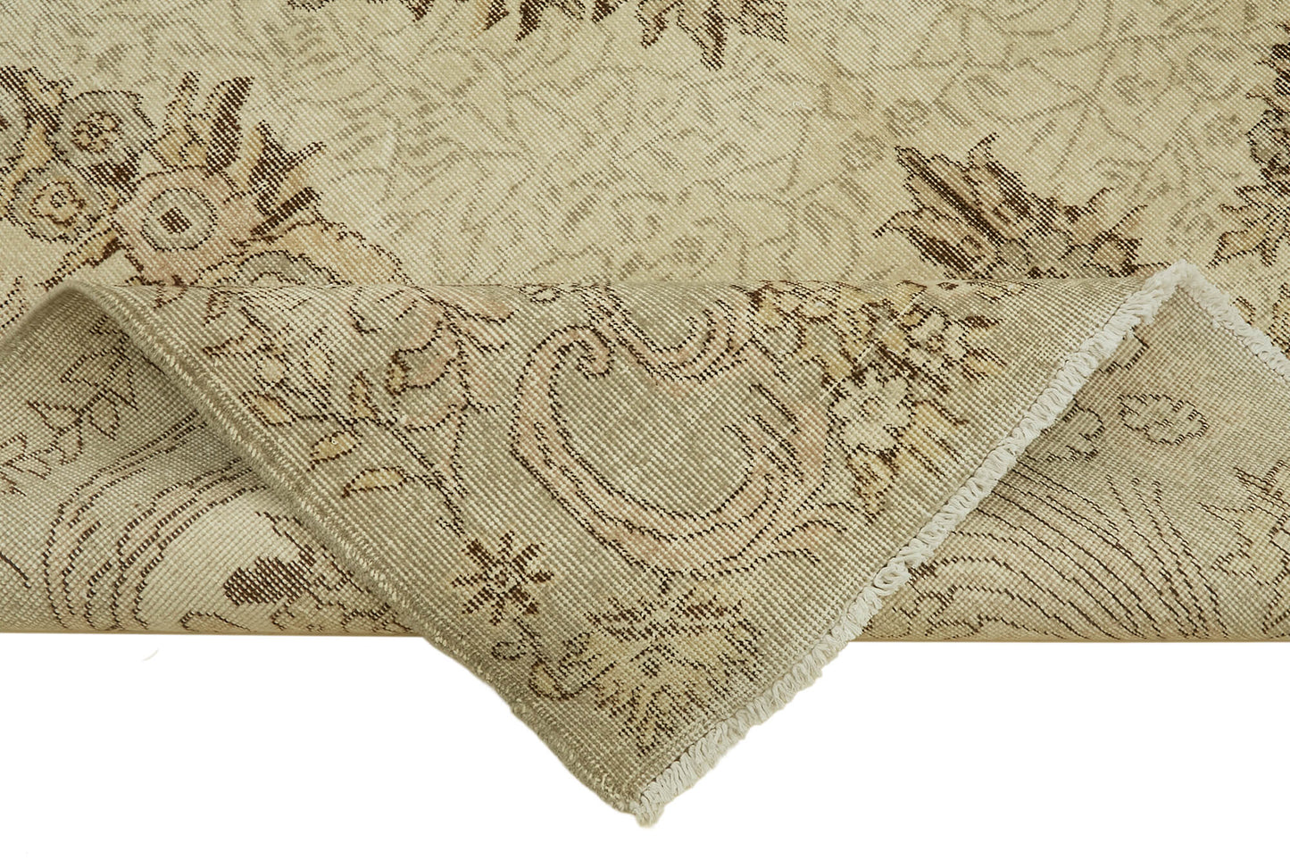 7x10 Beige Turkish Vintage Area Rug - 46340
