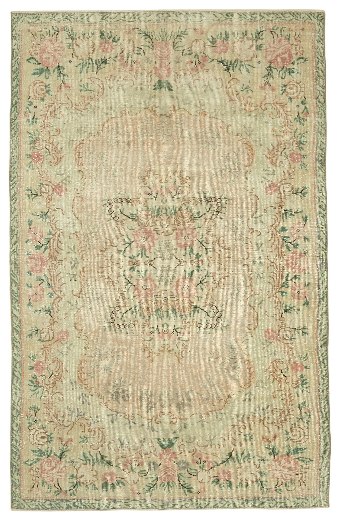 6x10 Beige Turkish Vintage Area Rug - 46341
