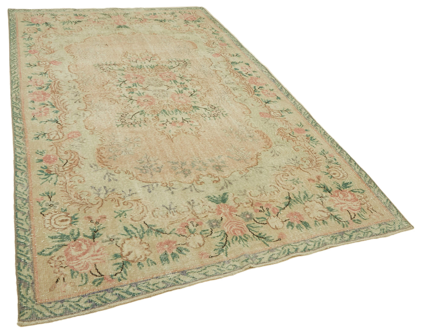 6x10 Beige Turkish Vintage Area Rug - 46341