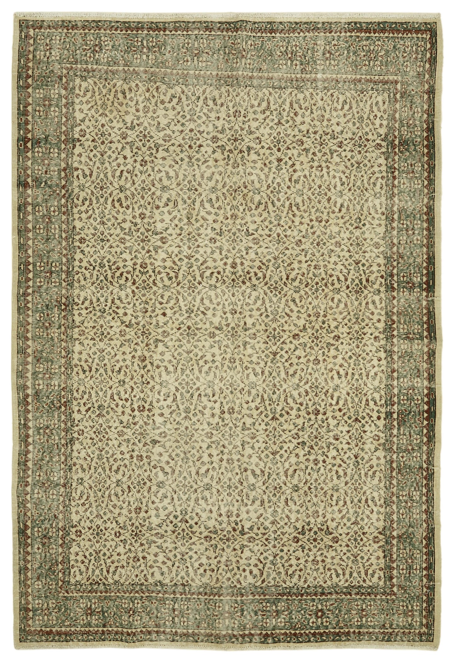 7x10 Beige Turkish Vintage Area Rug - 46343