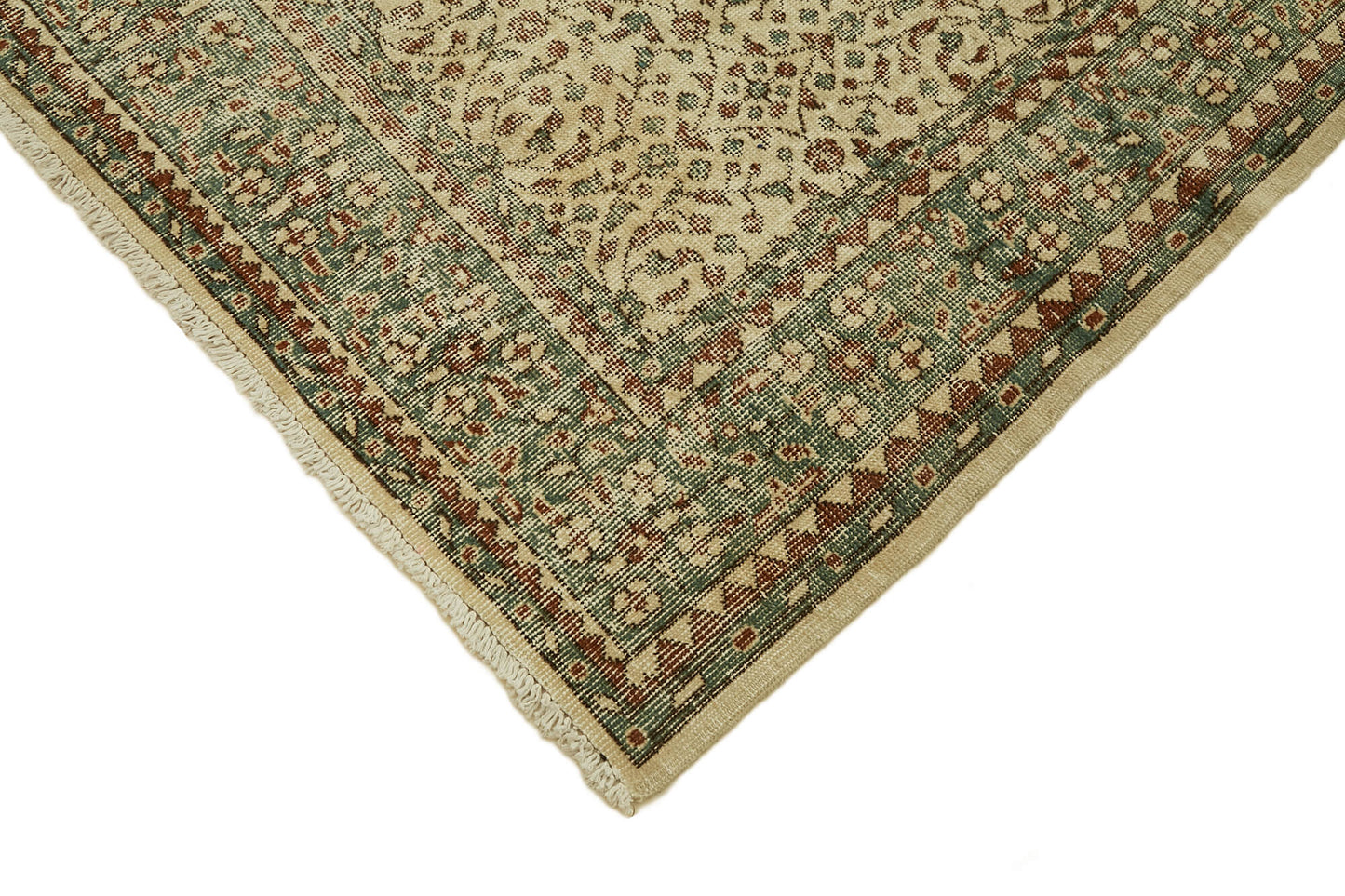 7x10 Beige Turkish Vintage Area Rug - 46343