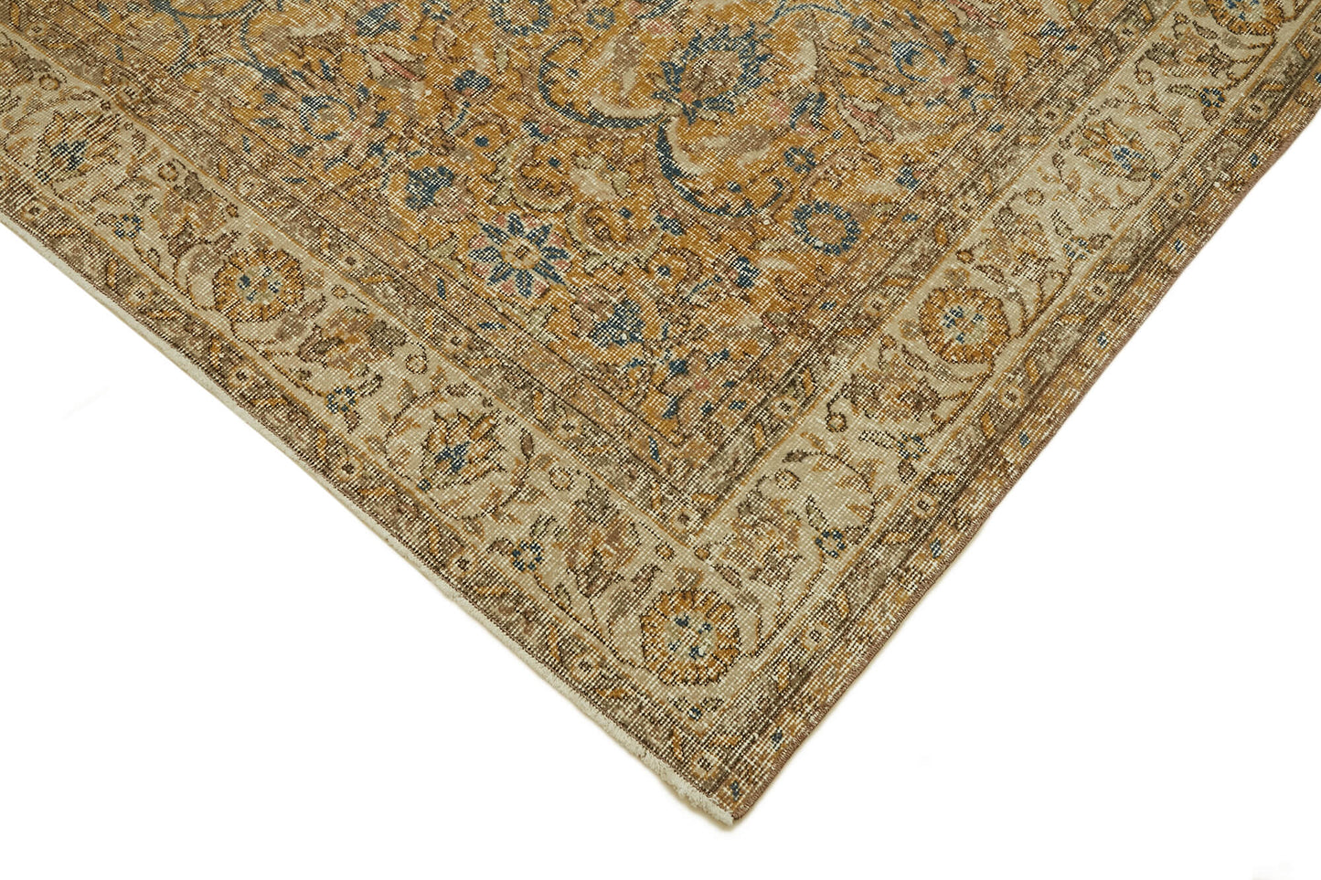 6x9 Beige Turkish Vintage Area Rug - 46345