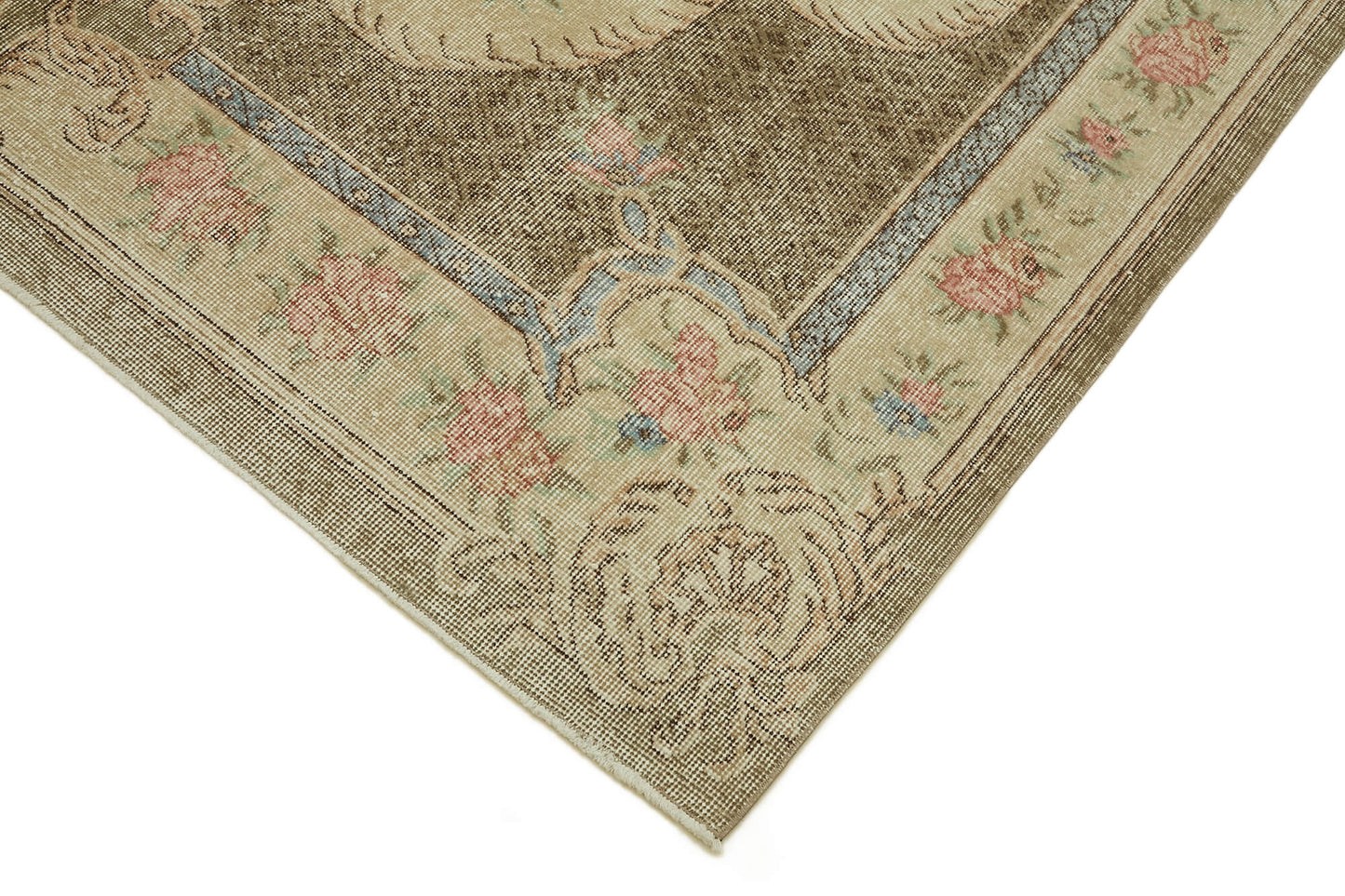 7x10 Beige Turkish Vintage Area Rug - 46348