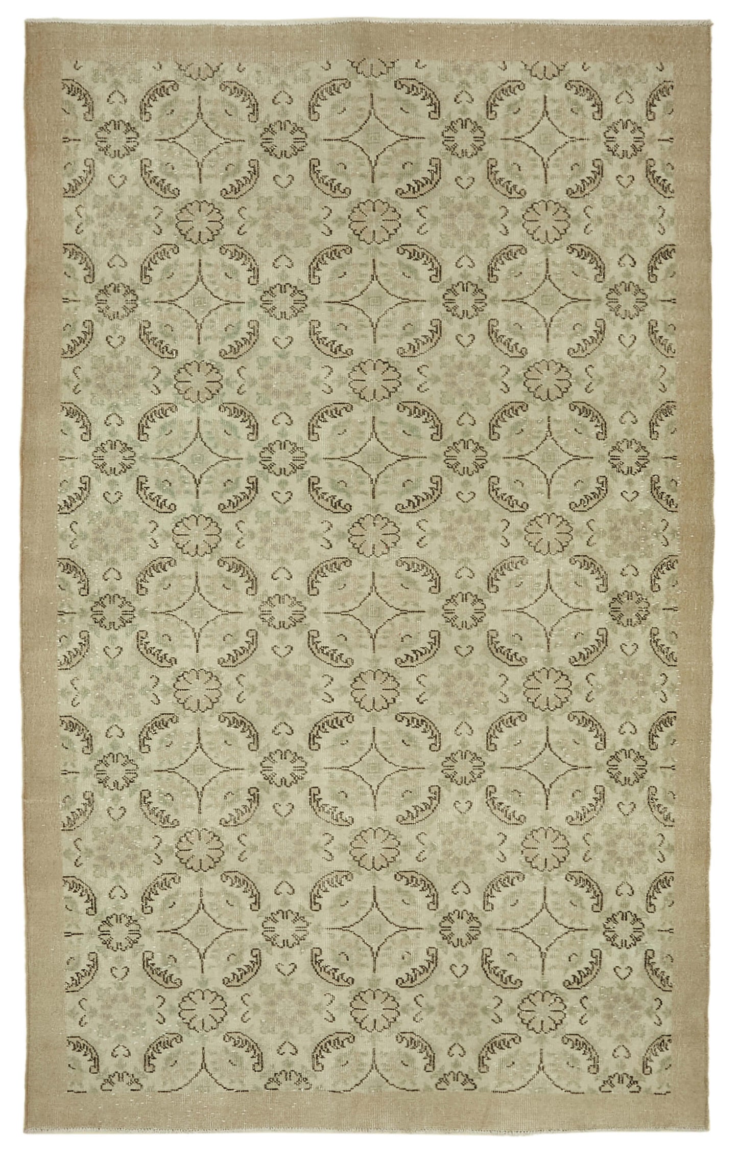 6x10 Beige Turkish Vintage Area Rug - 46349