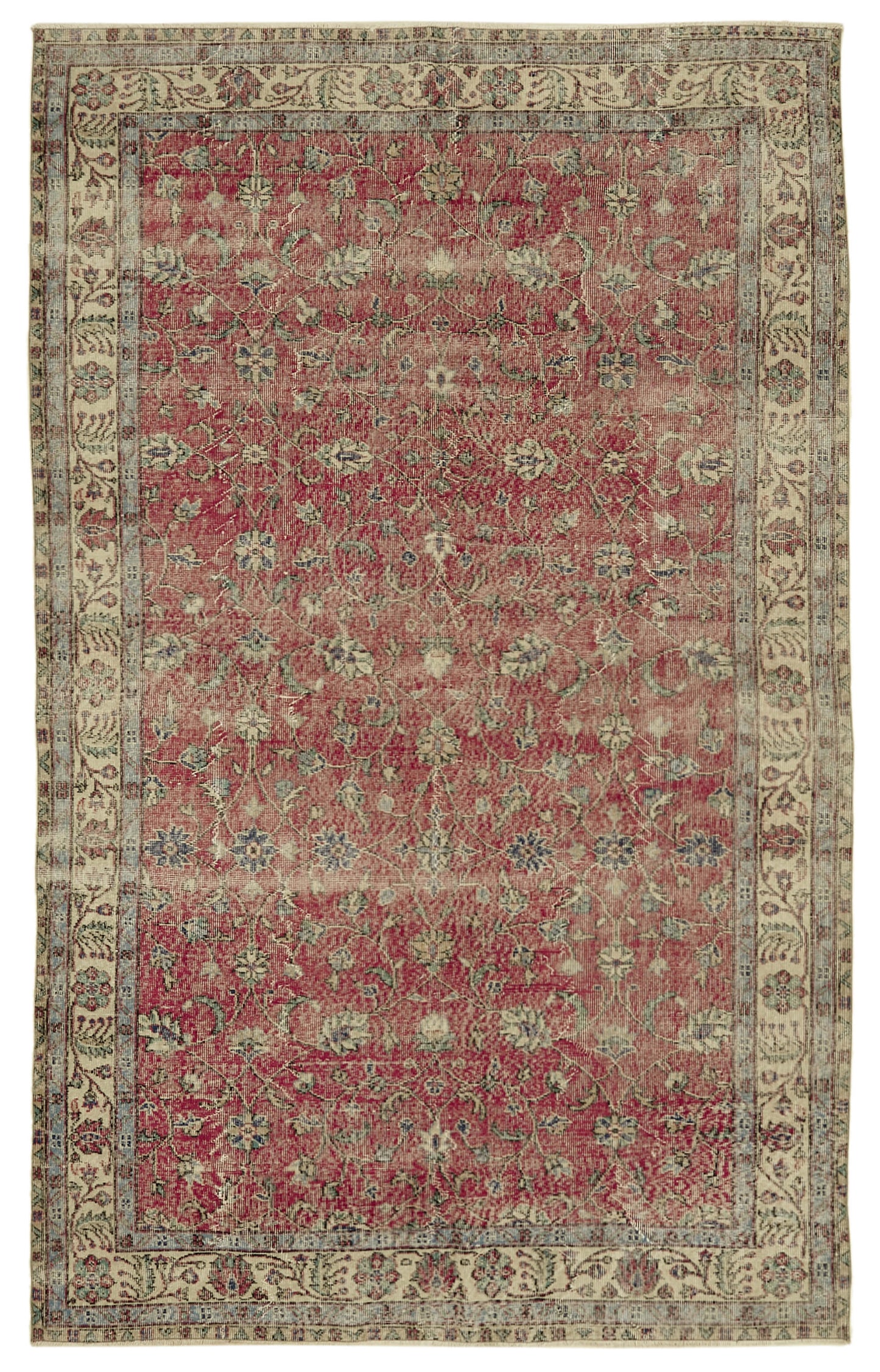 6x10 Beige Turkish Vintage Area Rug - 46351