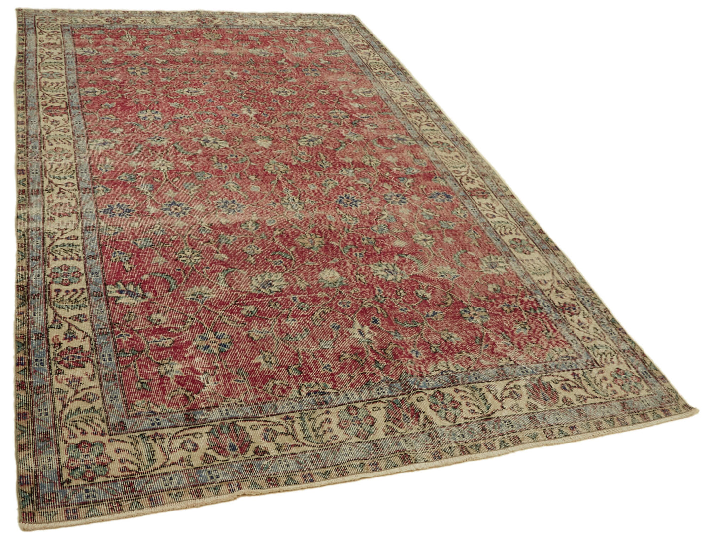 6x10 Beige Turkish Vintage Area Rug - 46351