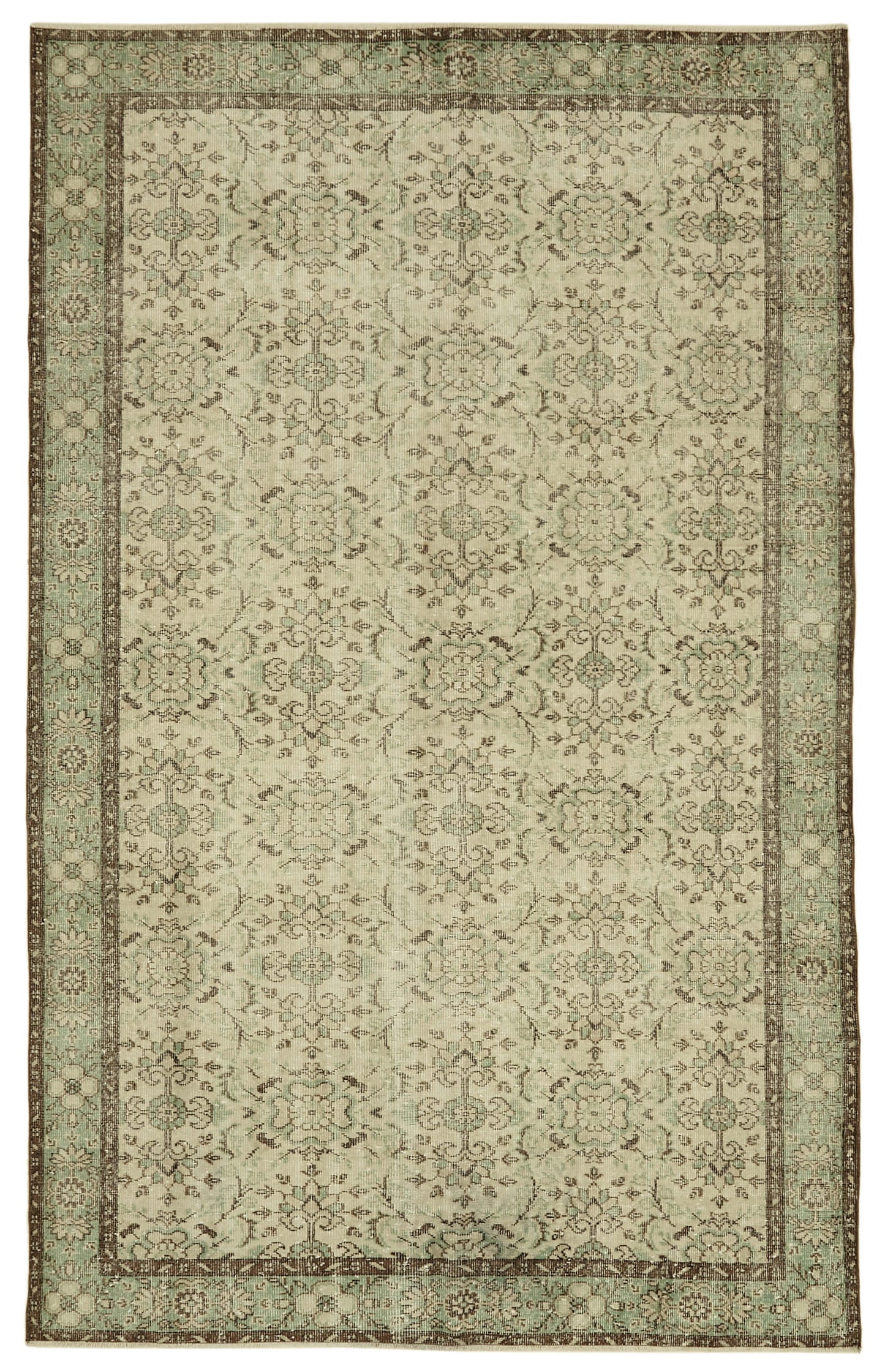 6x10 Beige Turkish Vintage Area Rug - 46352