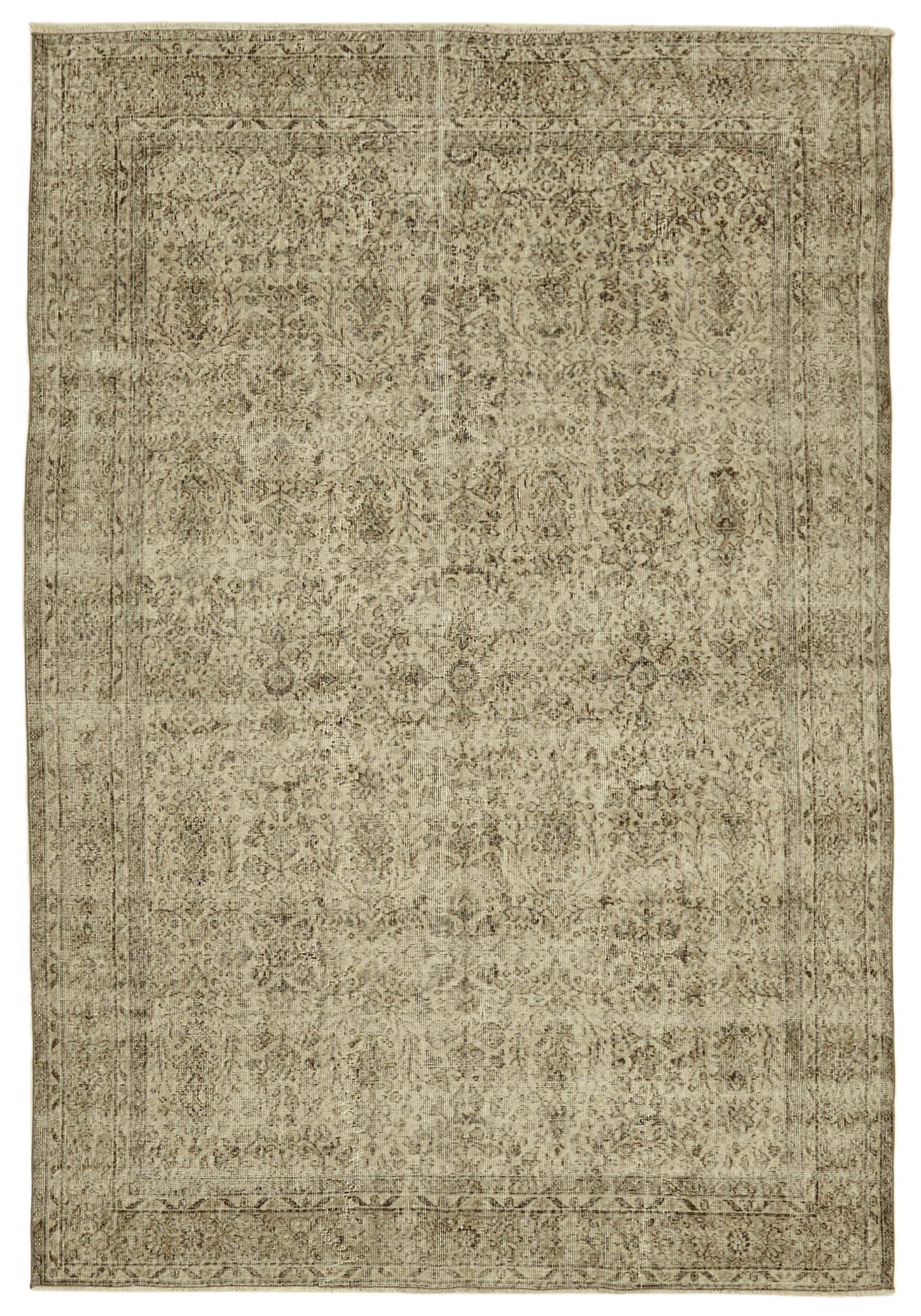 7x10 Beige Turkish Vintage Area Rug - 46353