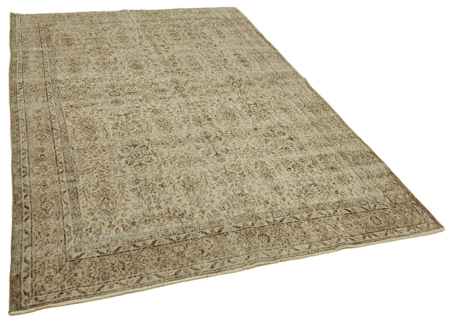 7x10 Beige Turkish Vintage Area Rug - 46353