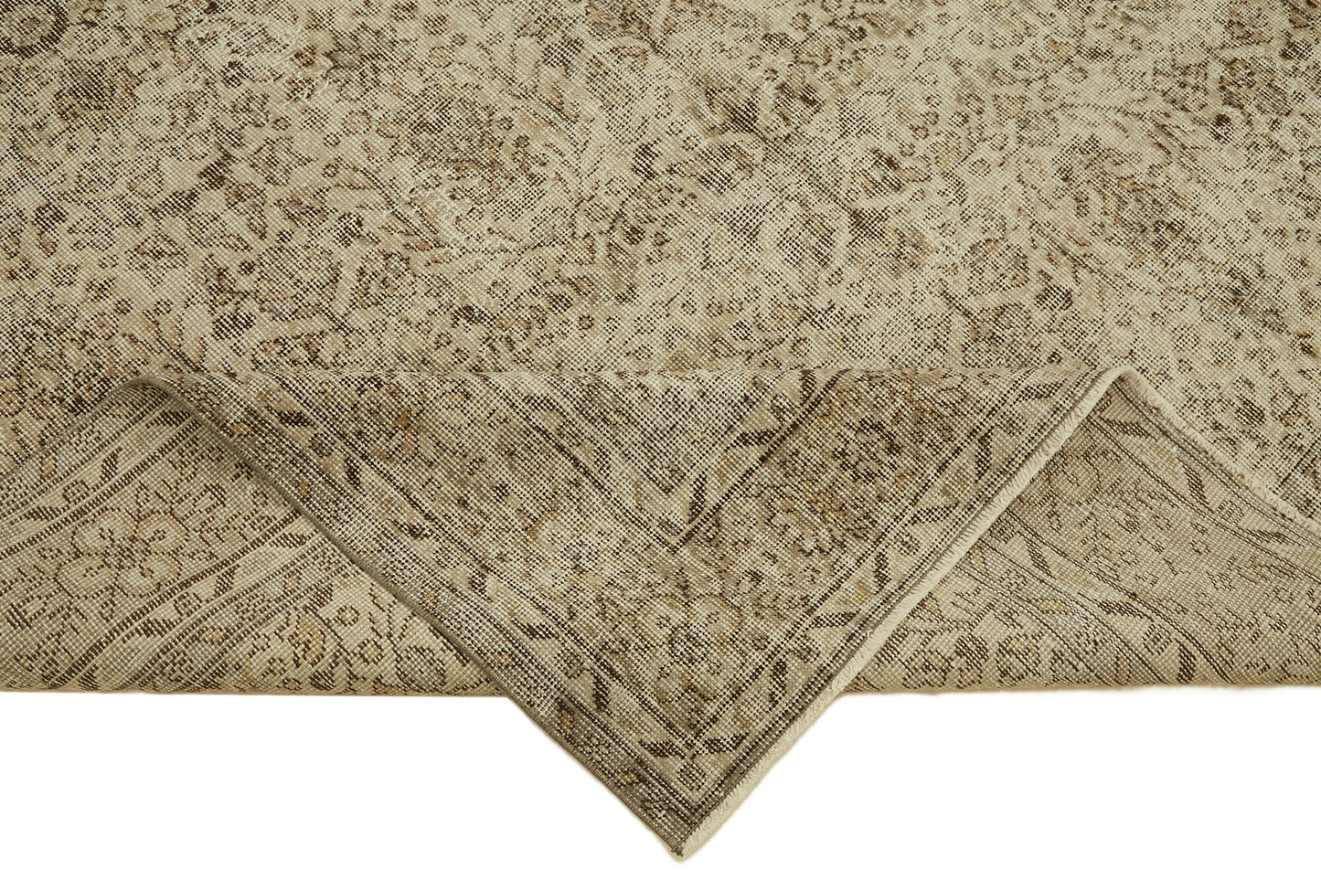 7x10 Beige Turkish Vintage Area Rug - 46353