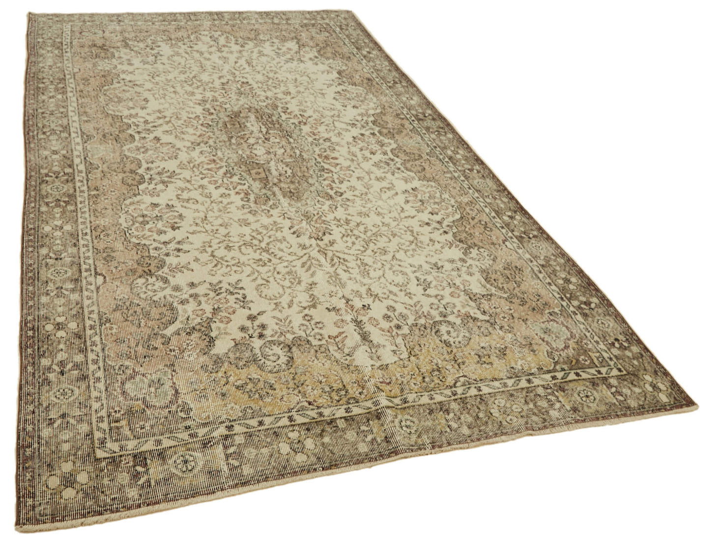6x10 Beige Turkish Vintage Area Rug - 46354