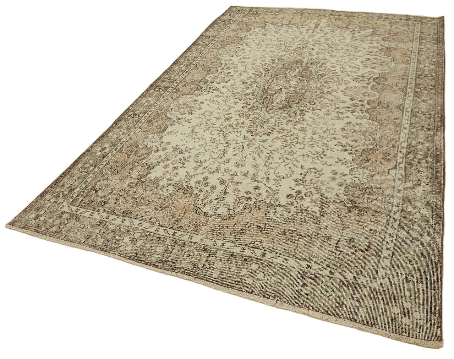 6x10 Beige Turkish Vintage Area Rug - 46354