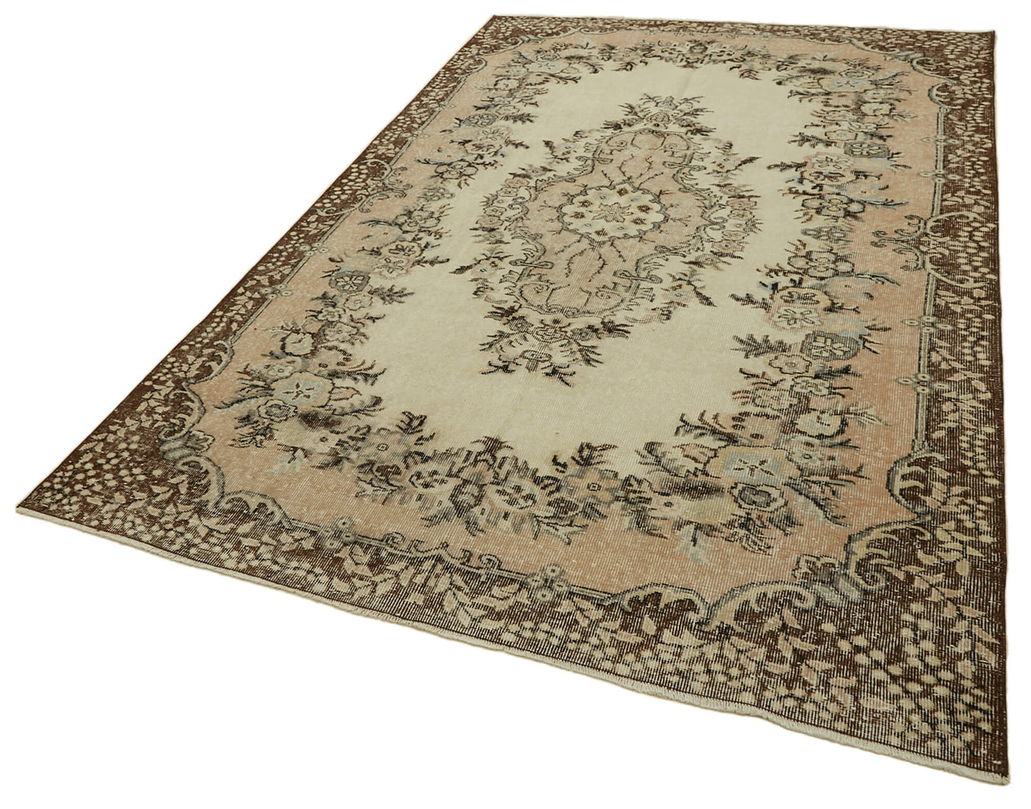 6x10 Beige Turkish Vintage Area Rug - 46357