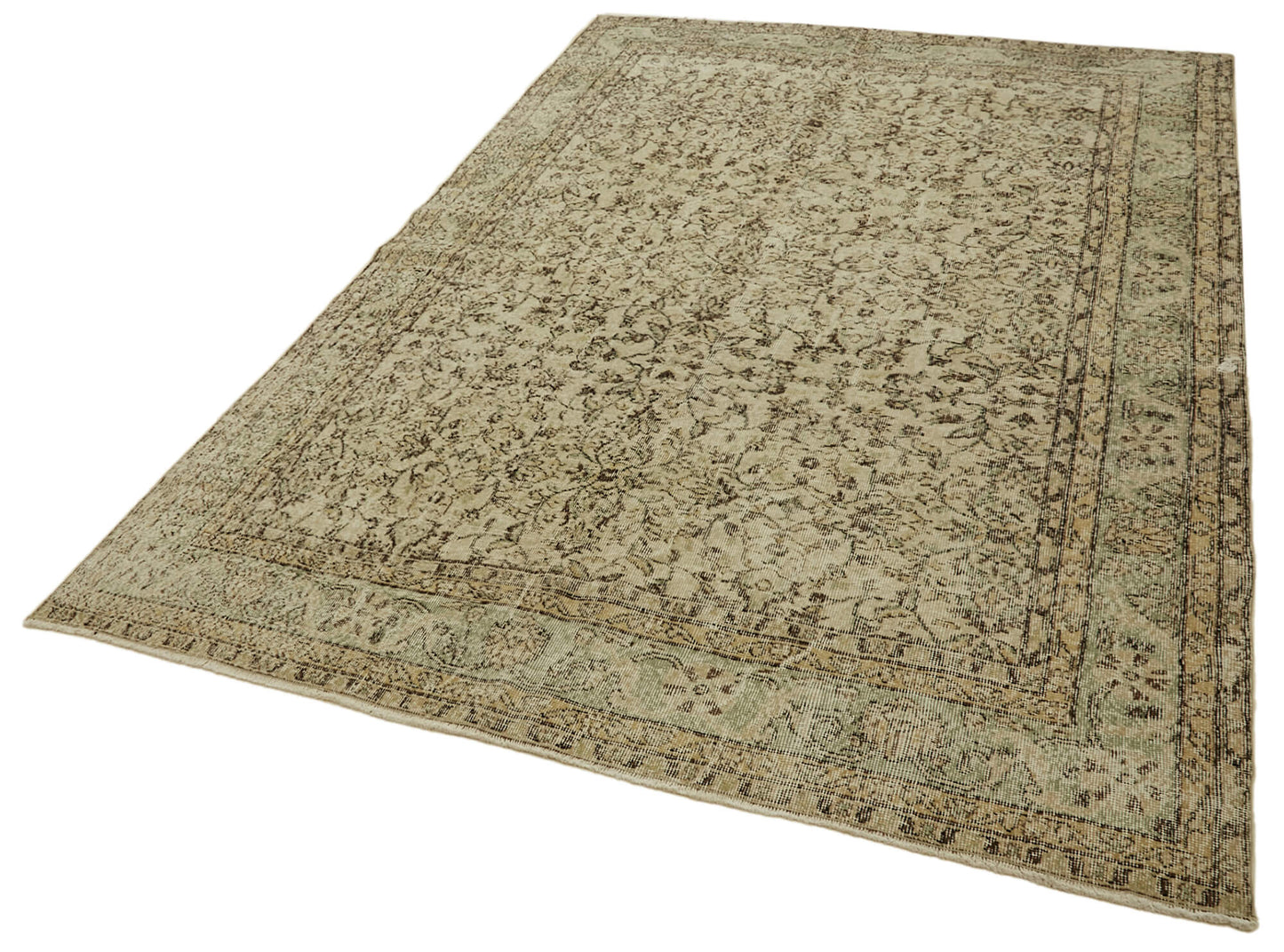 7x10 Beige Turkish Vintage Area Rug - 46358