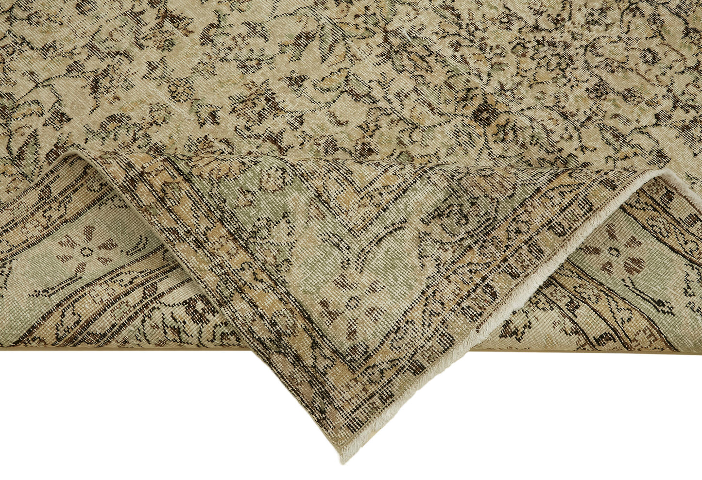 7x10 Beige Turkish Vintage Area Rug - 46358