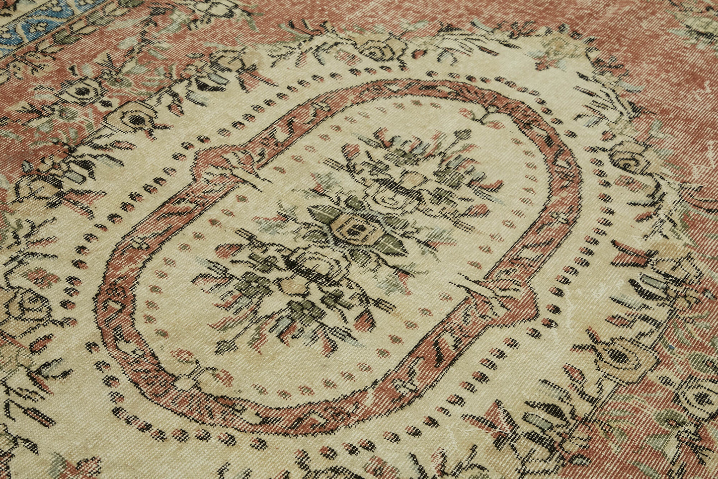 7x10 Beige Turkish Vintage Area Rug - 46359