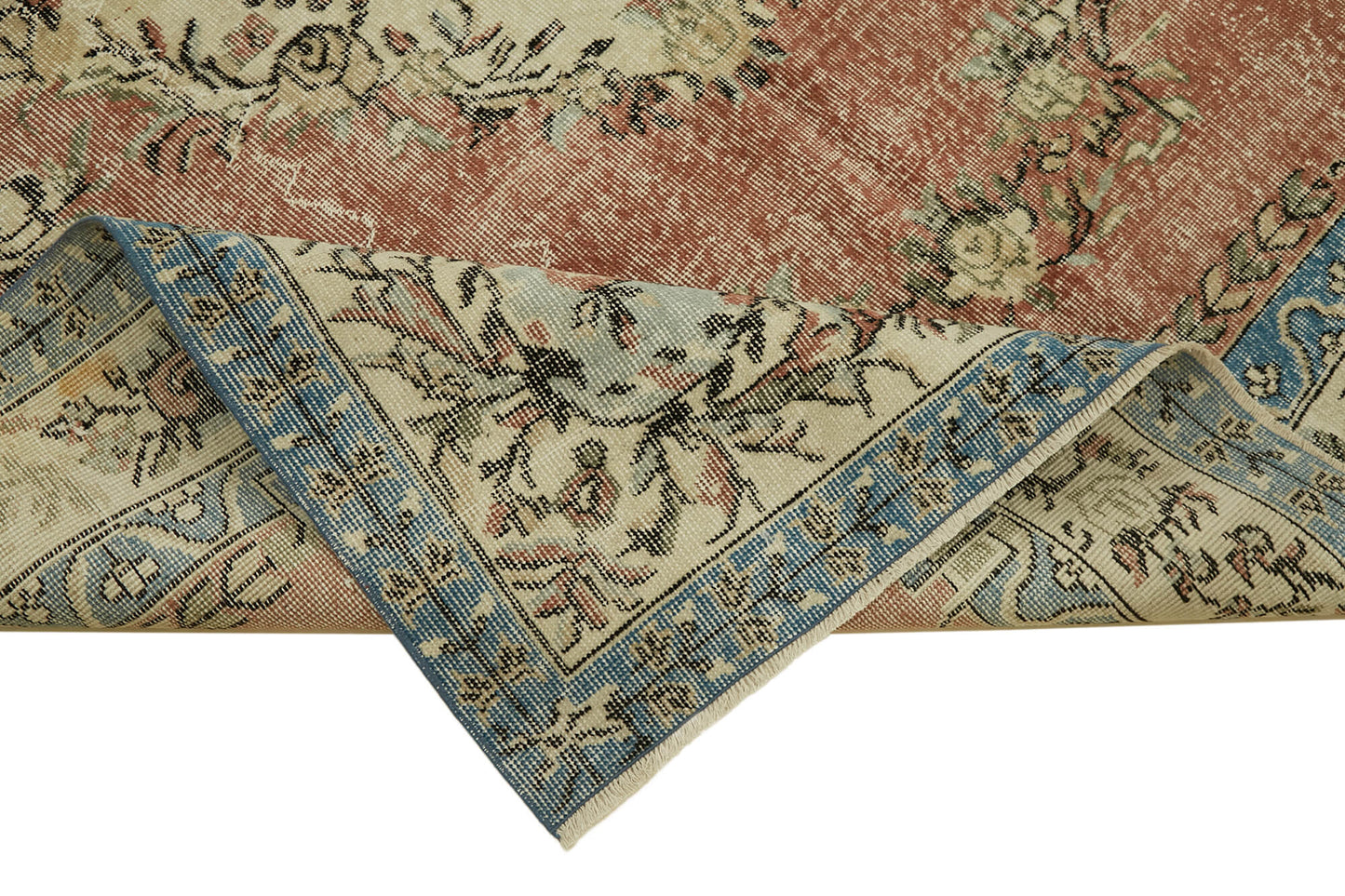 7x10 Beige Turkish Vintage Area Rug - 46359