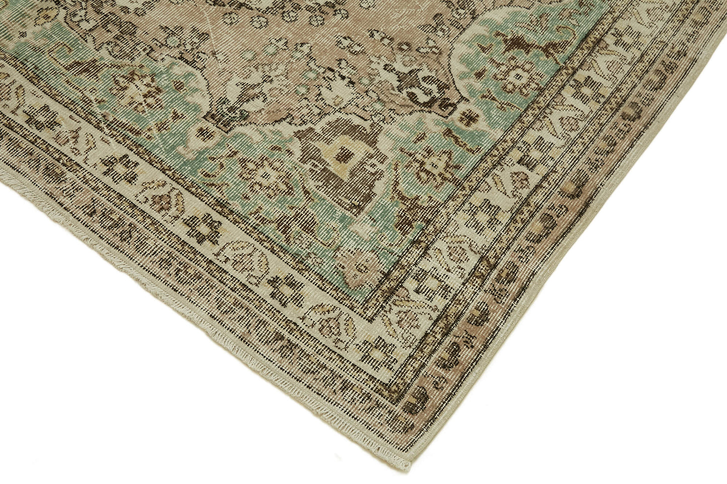 7x10 Beige Turkish Vintage Area Rug - 46362