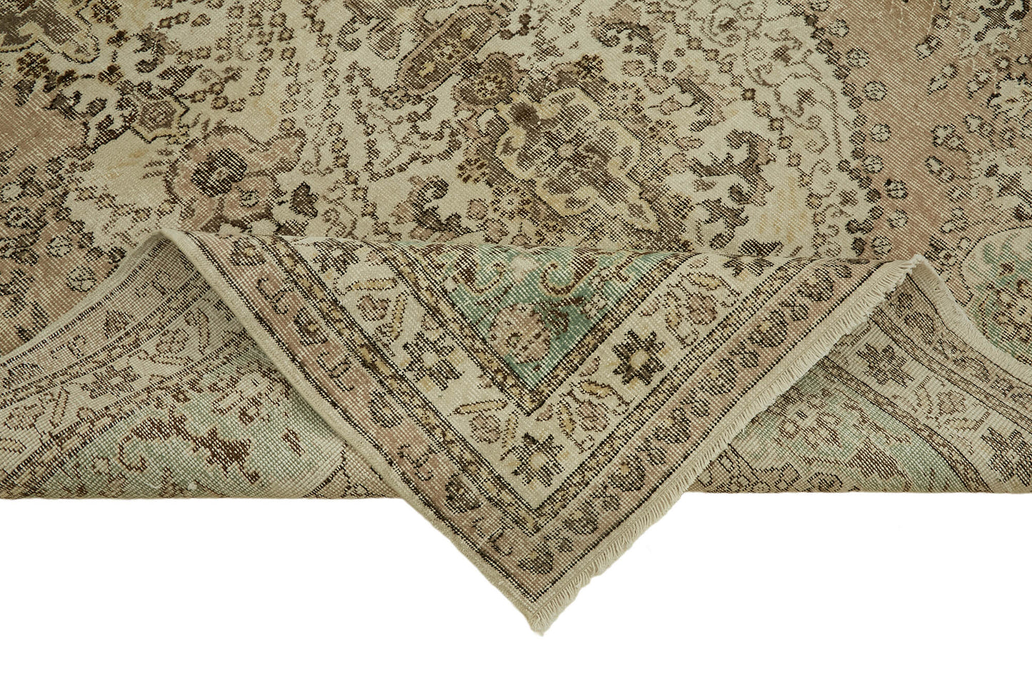 7x10 Beige Turkish Vintage Area Rug - 46362