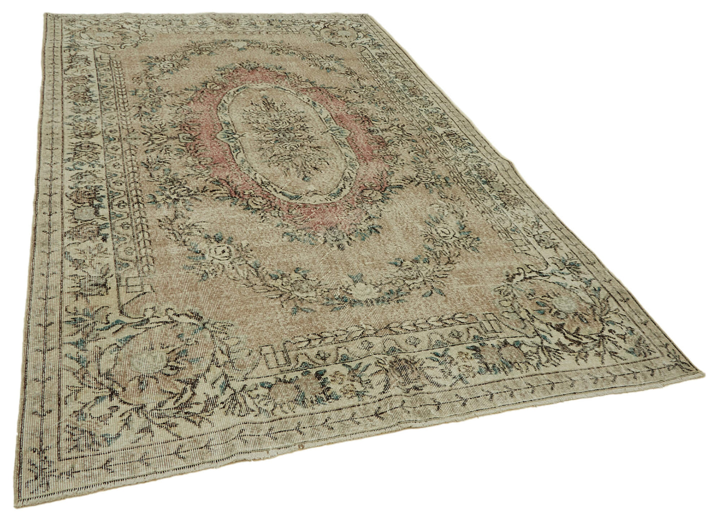 6x10 Beige Turkish Vintage Area Rug - 46364