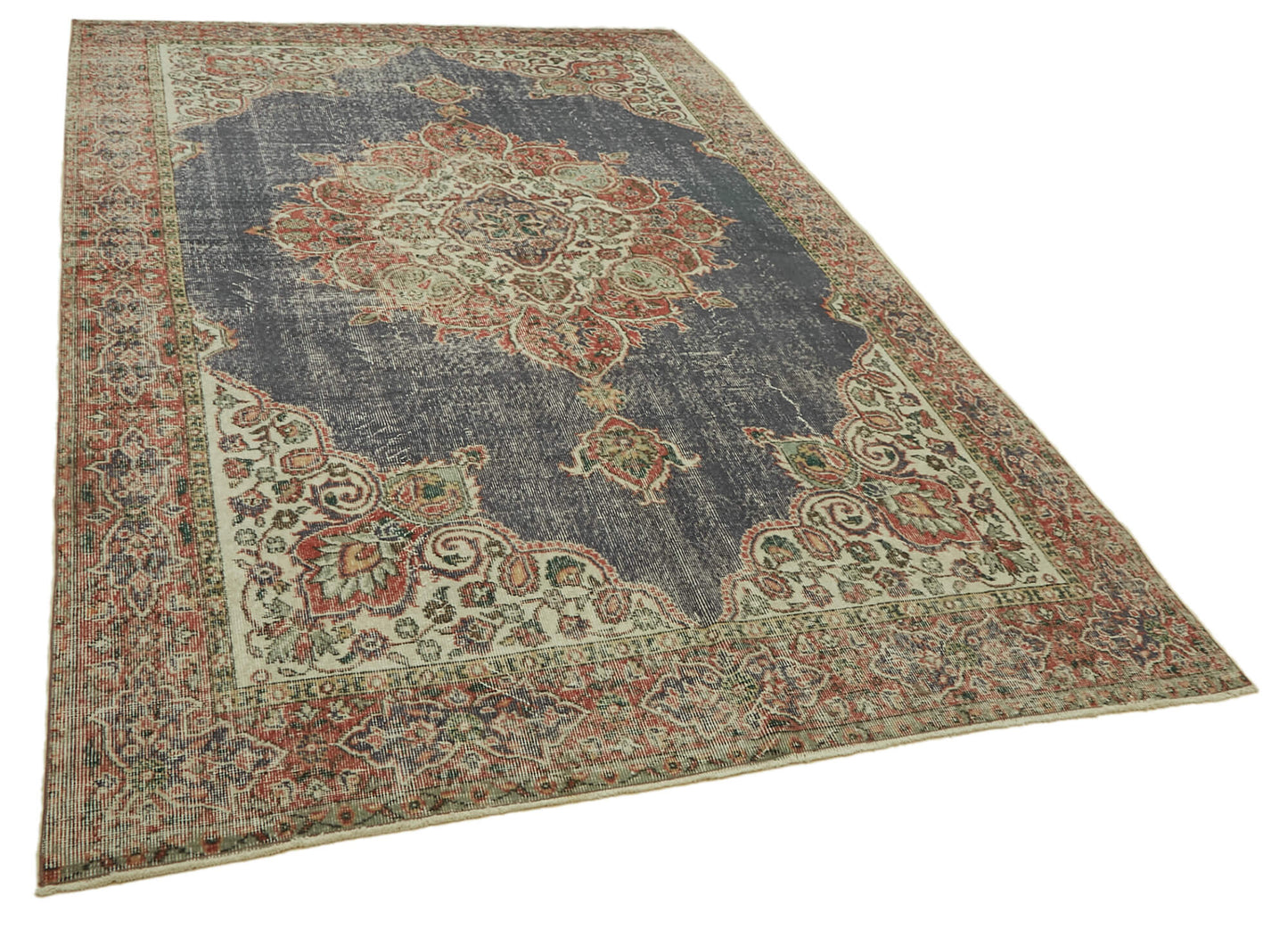 6x10 Beige Turkish Vintage Area Rug - 46369
