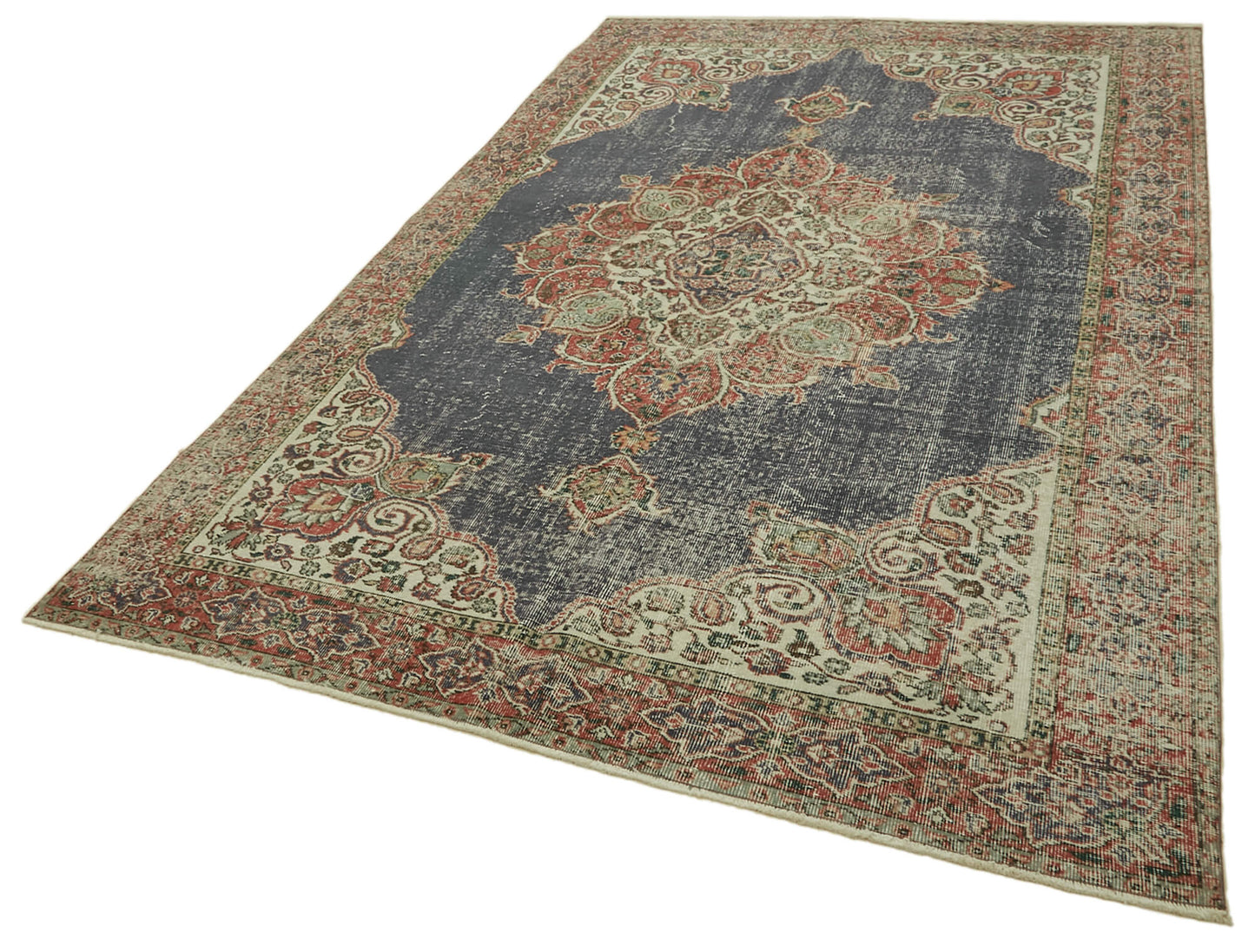 6x10 Beige Turkish Vintage Area Rug - 46369