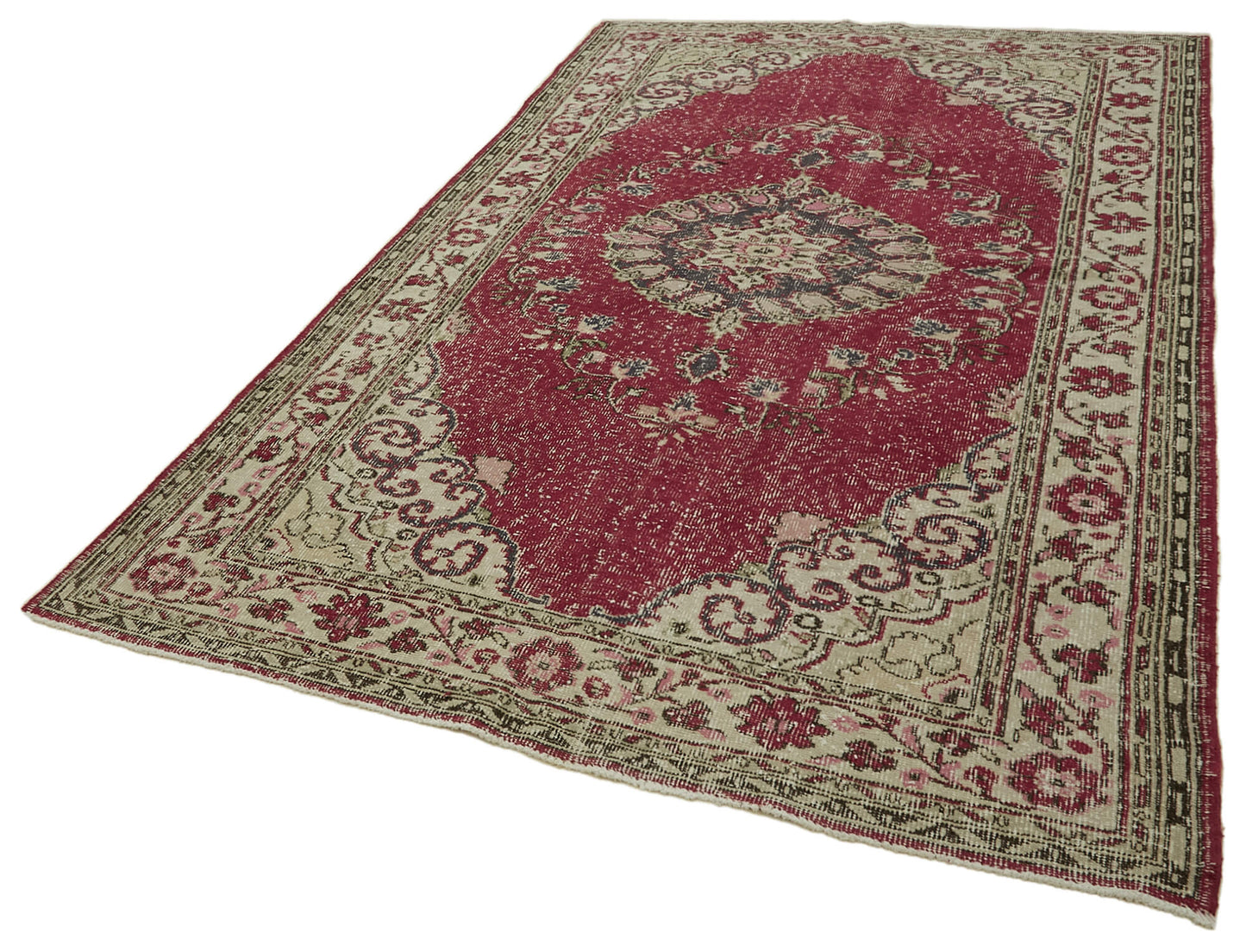 6x10 Beige Turkish Vintage Area Rug - 46372